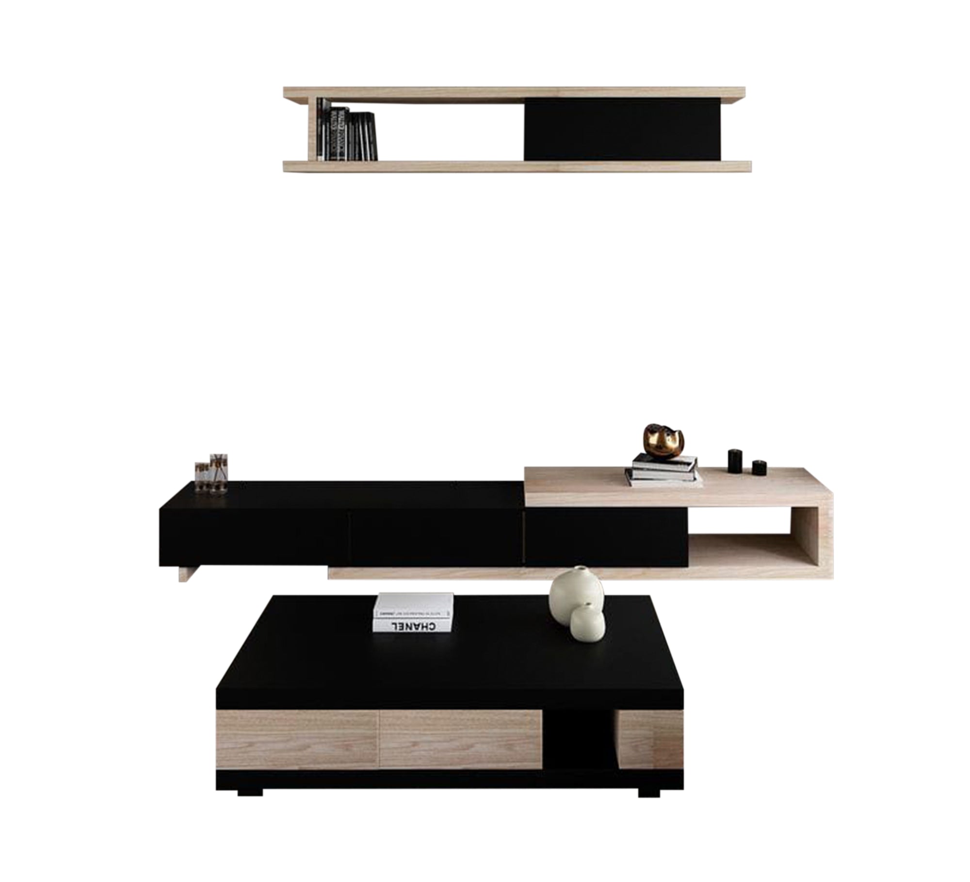A TV unit and coffee table in a stylish beige and black design - Vitrine Furniture - Furniture