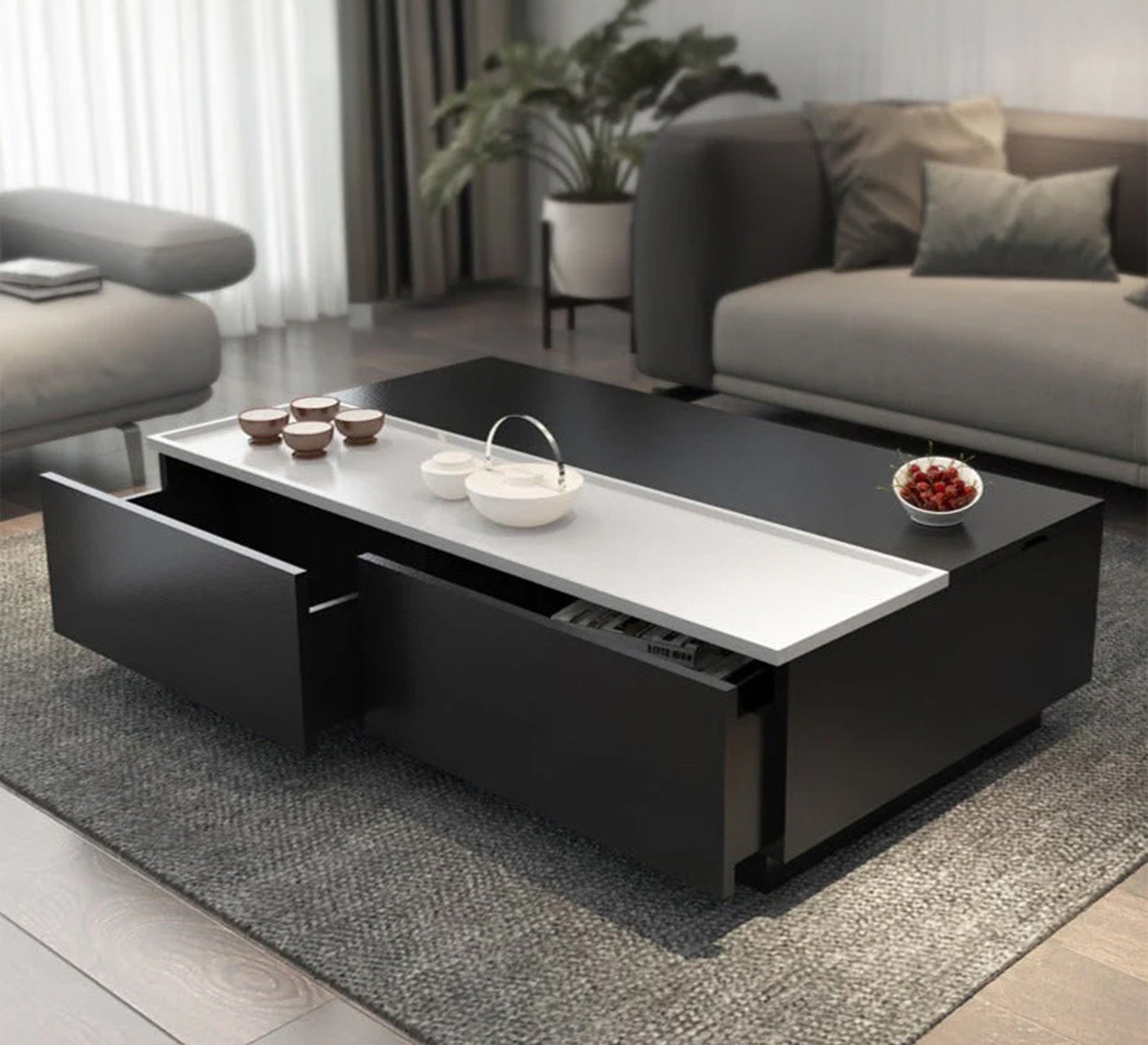 A TV unit and coffee table in a stylish black and white design - Vitrine Furniture - Furniture