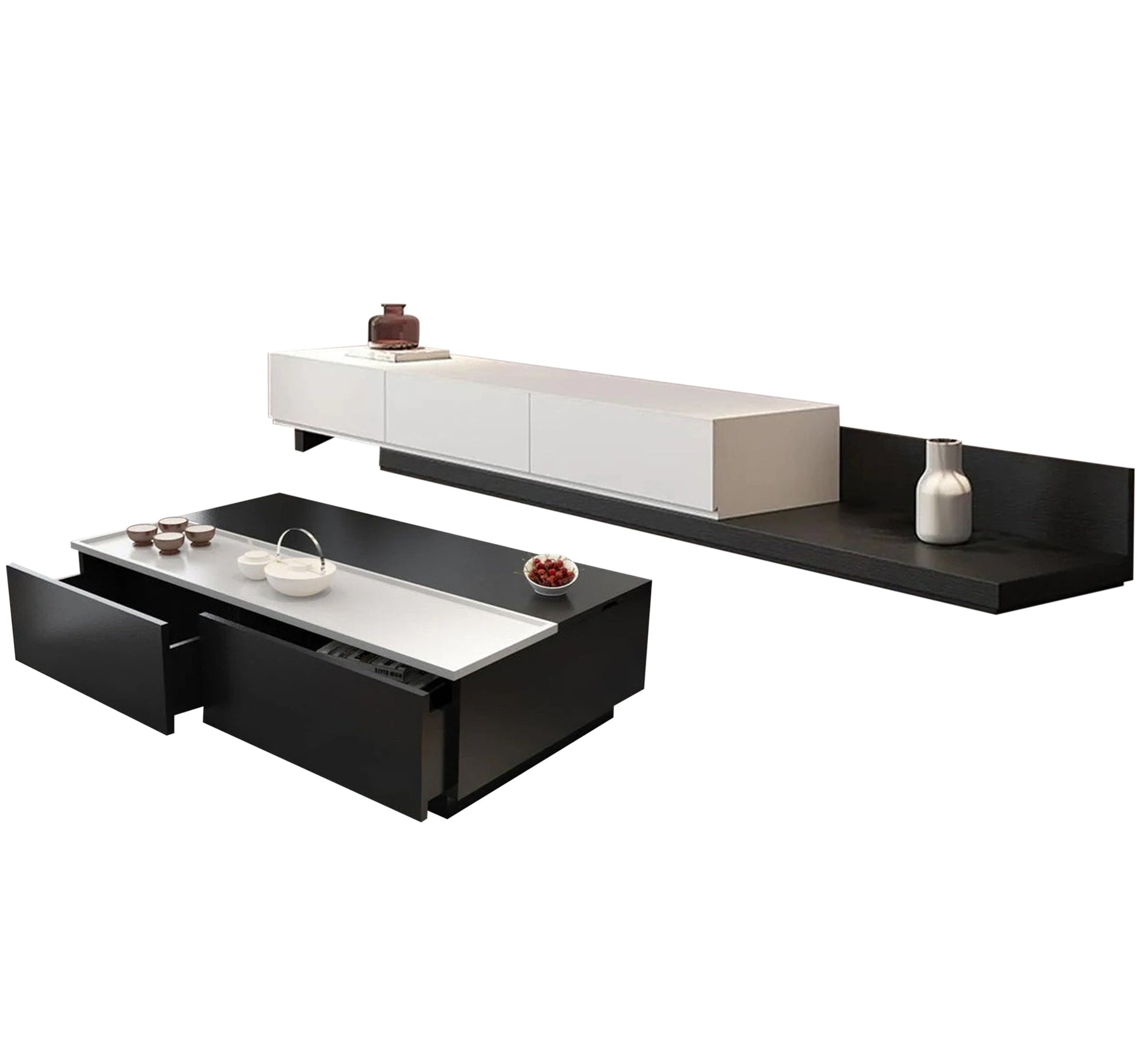 A TV unit and coffee table in a stylish black and white design - Vitrine Furniture - Furniture