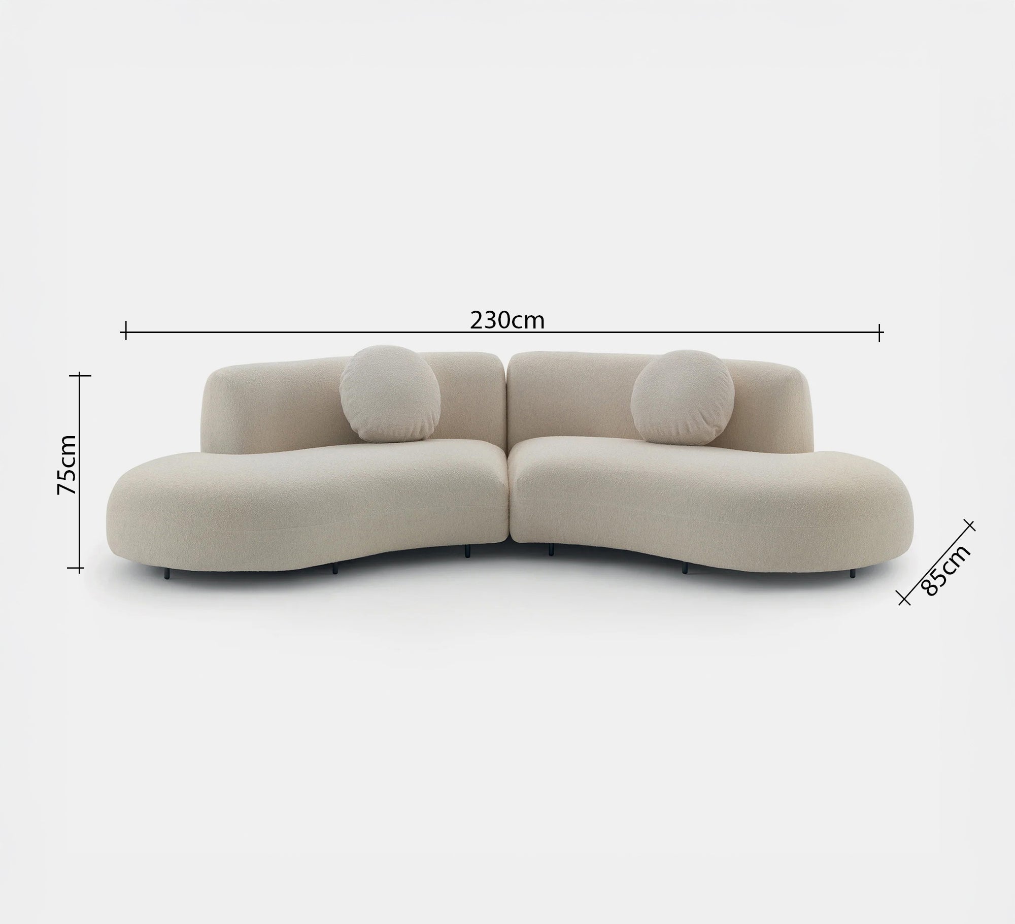 A two - piece sofa with a semicircular configuration - Vitrine Furniture - Furniture