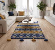 A warm, woven bohemian rug in earthy tones and diamond patterns - Vitrine Furniture - Accessories