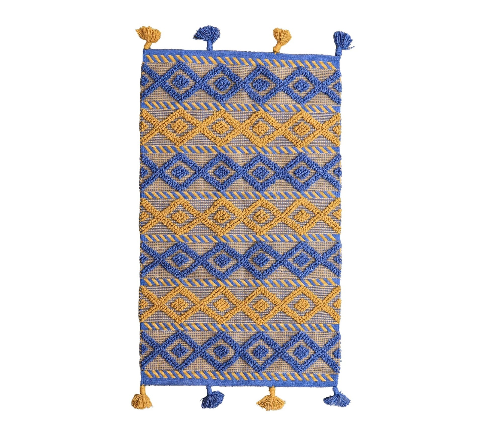 A warm, woven bohemian rug in earthy tones and diamond patterns - Vitrine Furniture - Accessories