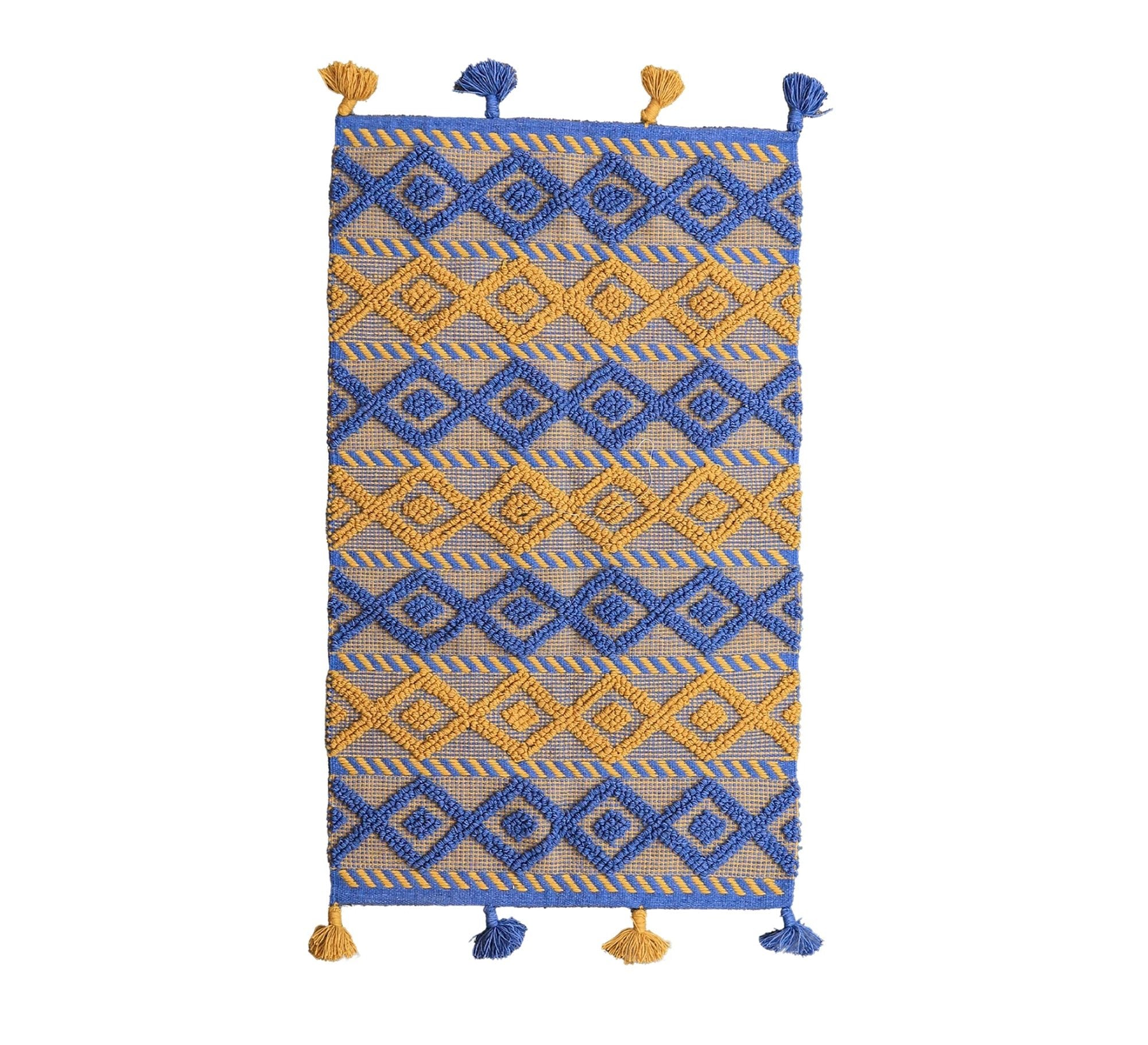 A warm, woven bohemian rug in earthy tones and diamond patterns - Vitrine Furniture - Accessories