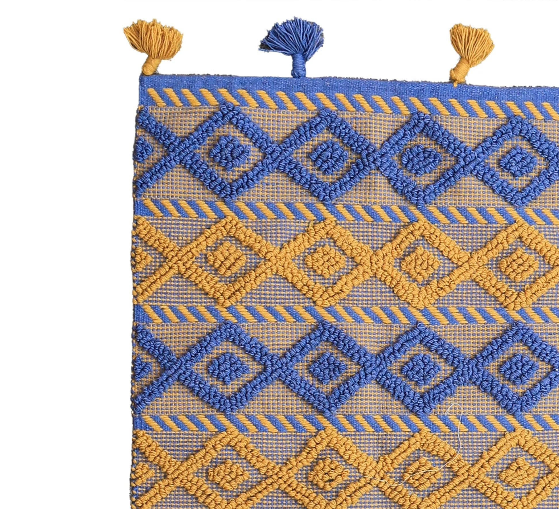 A warm, woven bohemian rug in earthy tones and diamond patterns - Vitrine Furniture - Accessories