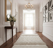 A white bohemian rug with a modern touch and long fringes - Vitrine Furniture - Accessories