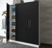 A white dresser with four black moving doors - Vitrine Furniture - Furniture