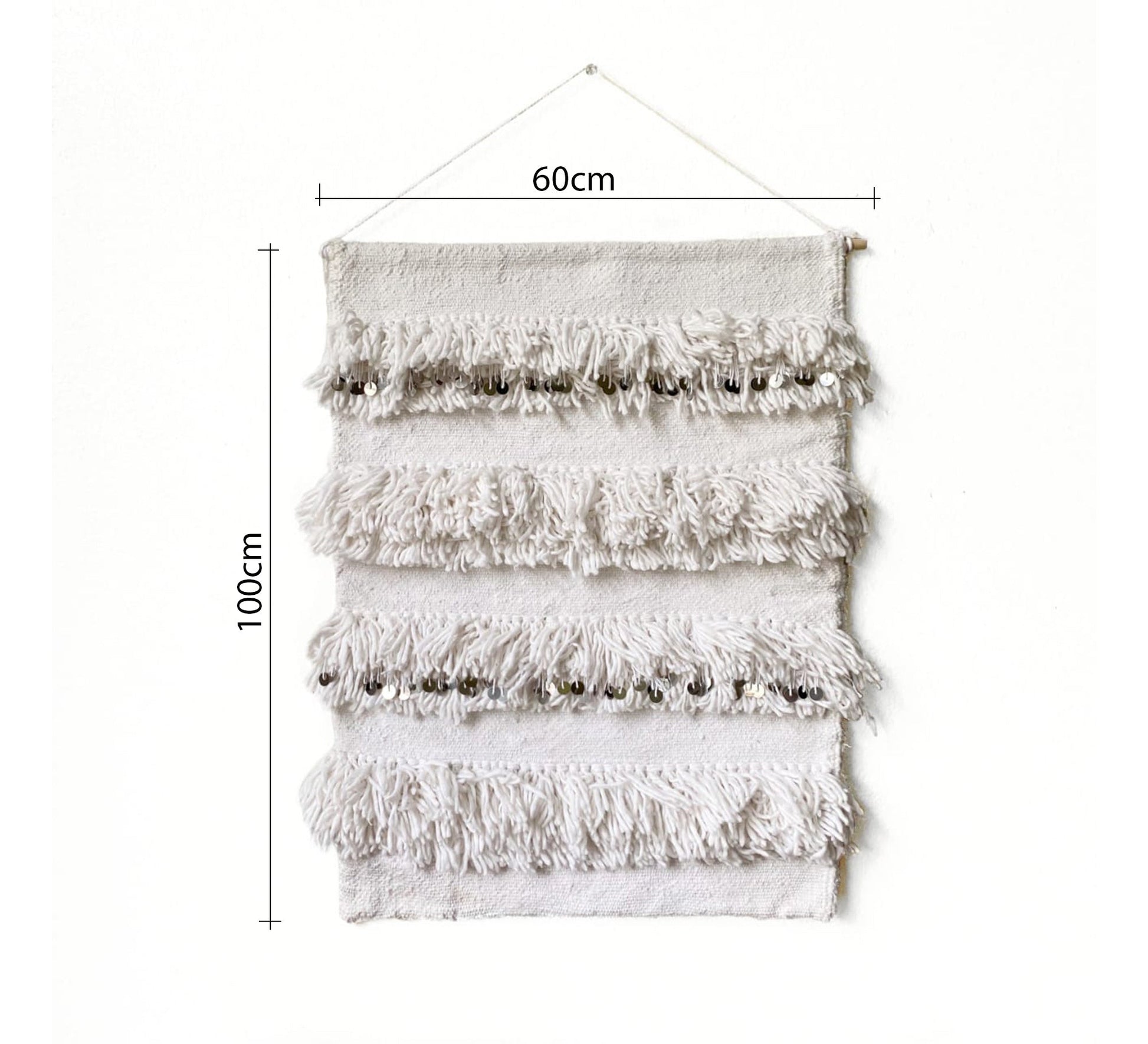 A white runner with delicate, shimmering woolen rows - Vitrine Furniture - Accessories