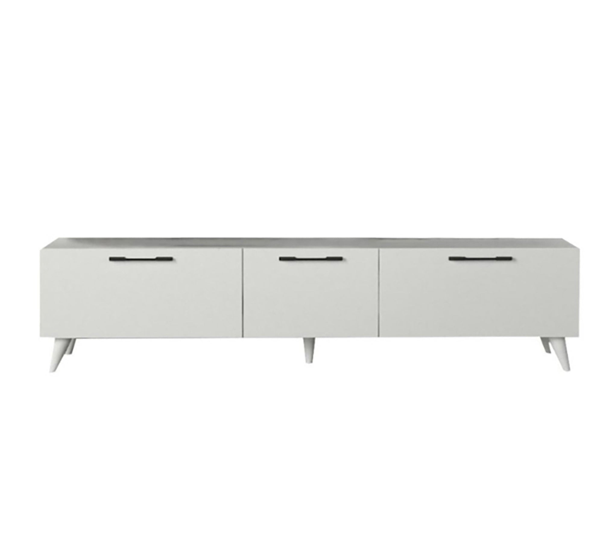 A white TV screen unit raised on legs - Vitrine Furniture - Furniture