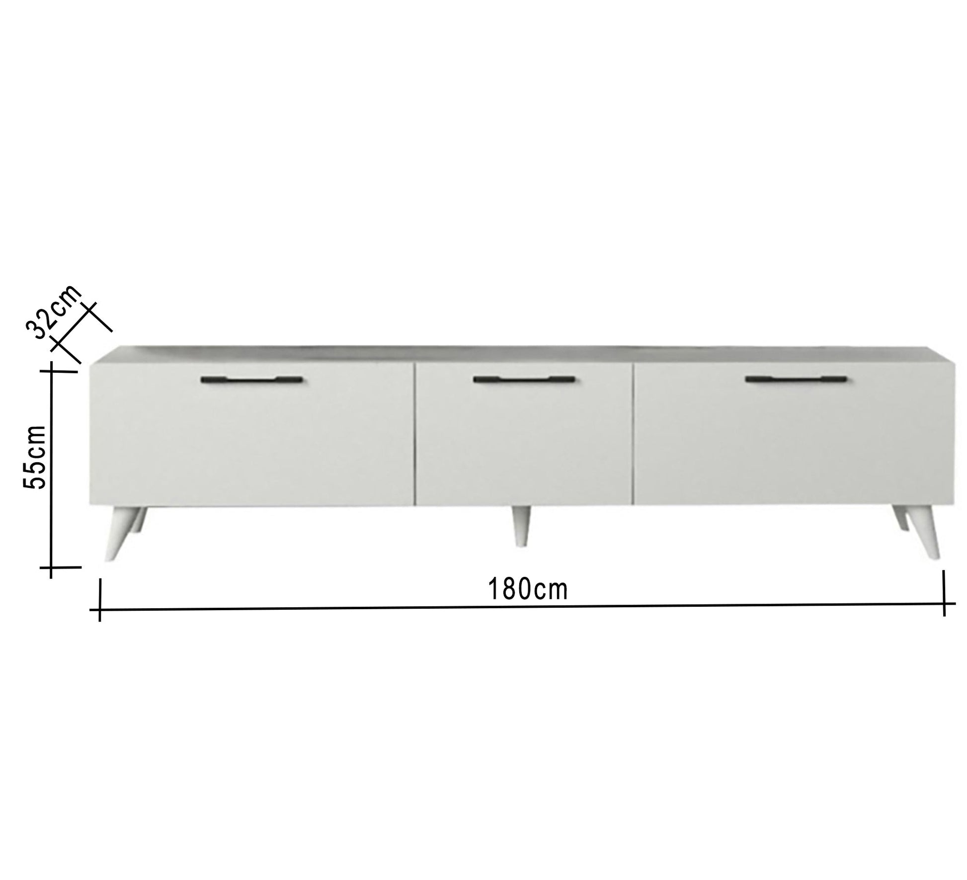 A white TV screen unit raised on legs - Vitrine Furniture - Furniture