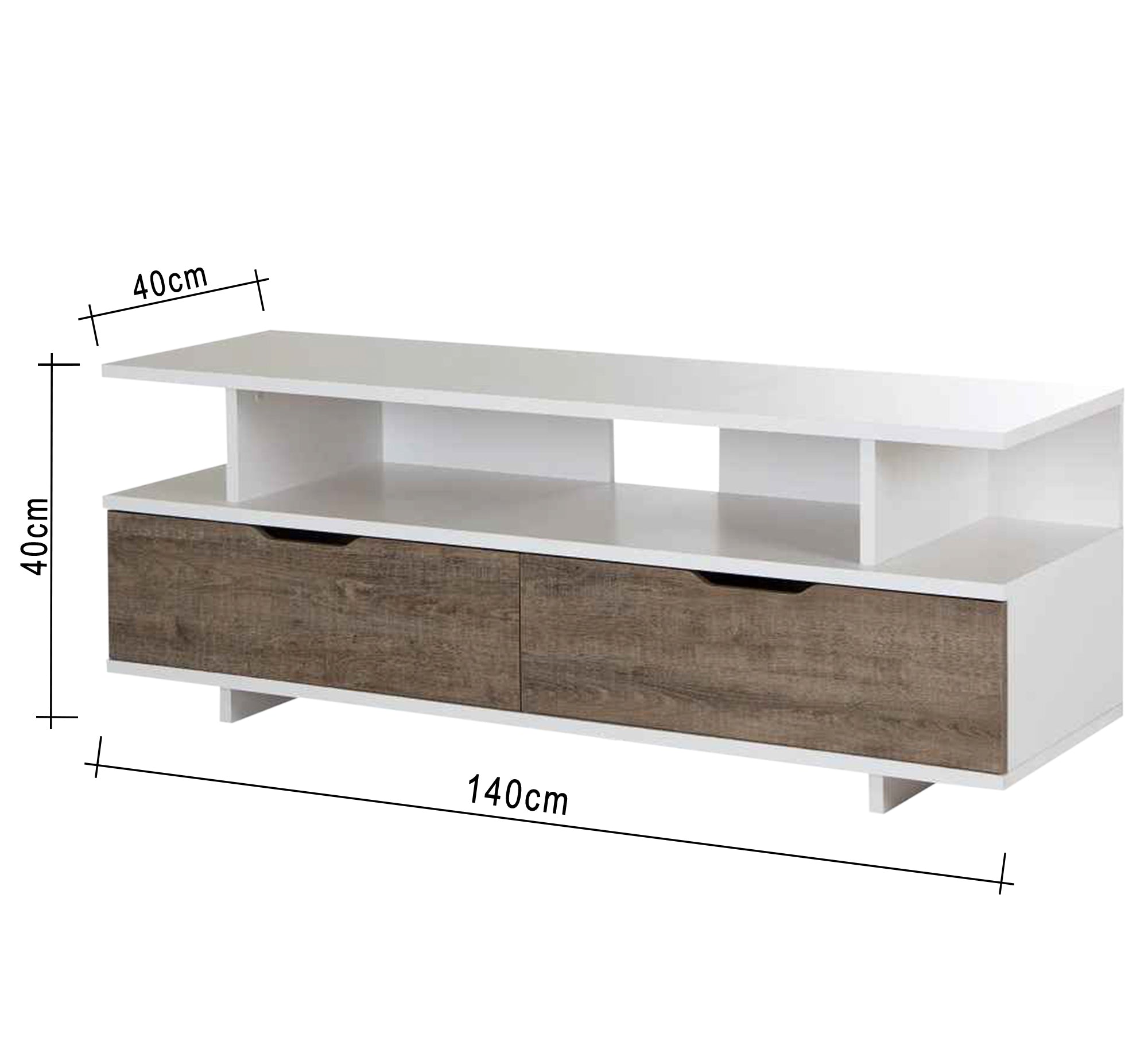 A white TV unit with a wooden casing - Vitrine Furniture - Furniture