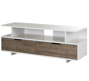 A white TV unit with a wooden casing - Vitrine Furniture - Furniture