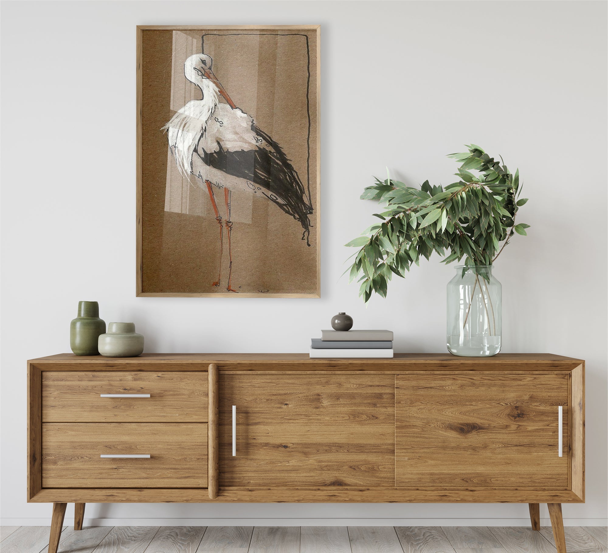 A wonderful painting of a swan in black and white - Vitrine Furniture - Décor
