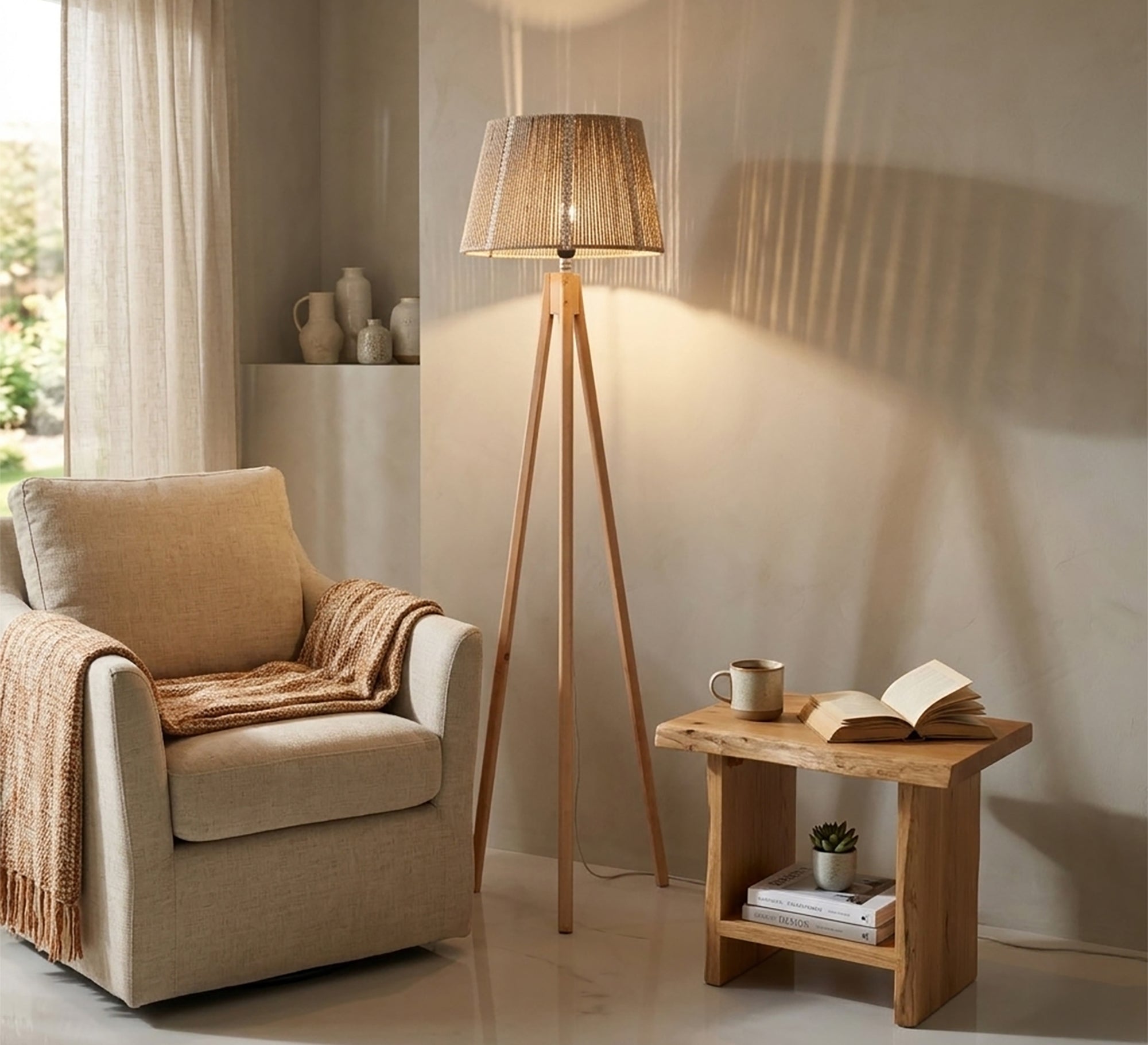 A wooden lampshade that will refresh the spirit of your room - Vitrine Furniture - Floor lamps