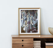 Abstract painting of a group of people - Vitrine Furniture - Décor