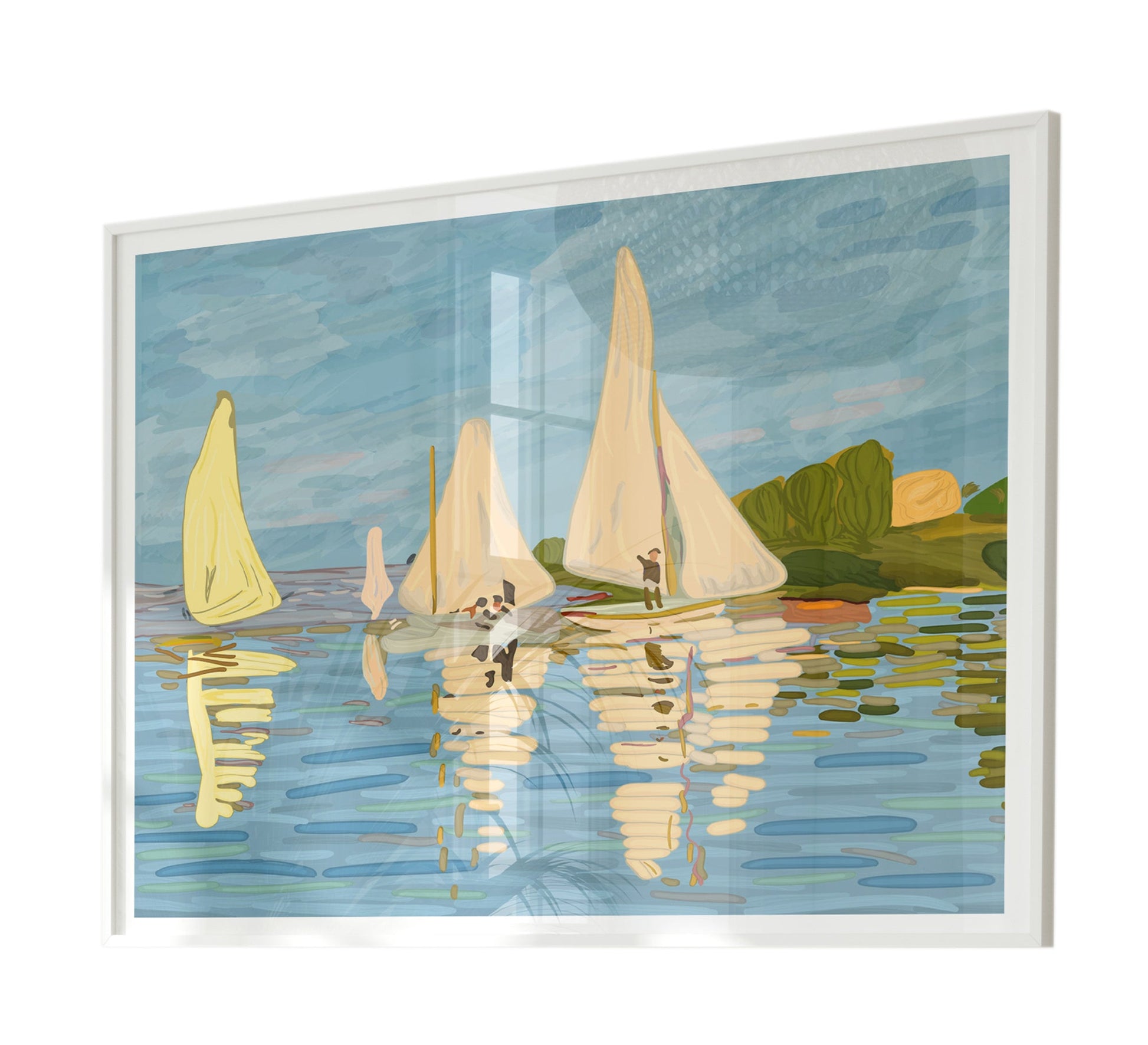 Abstract painting of the Nile and sailboats - Vitrine Furniture - Décor