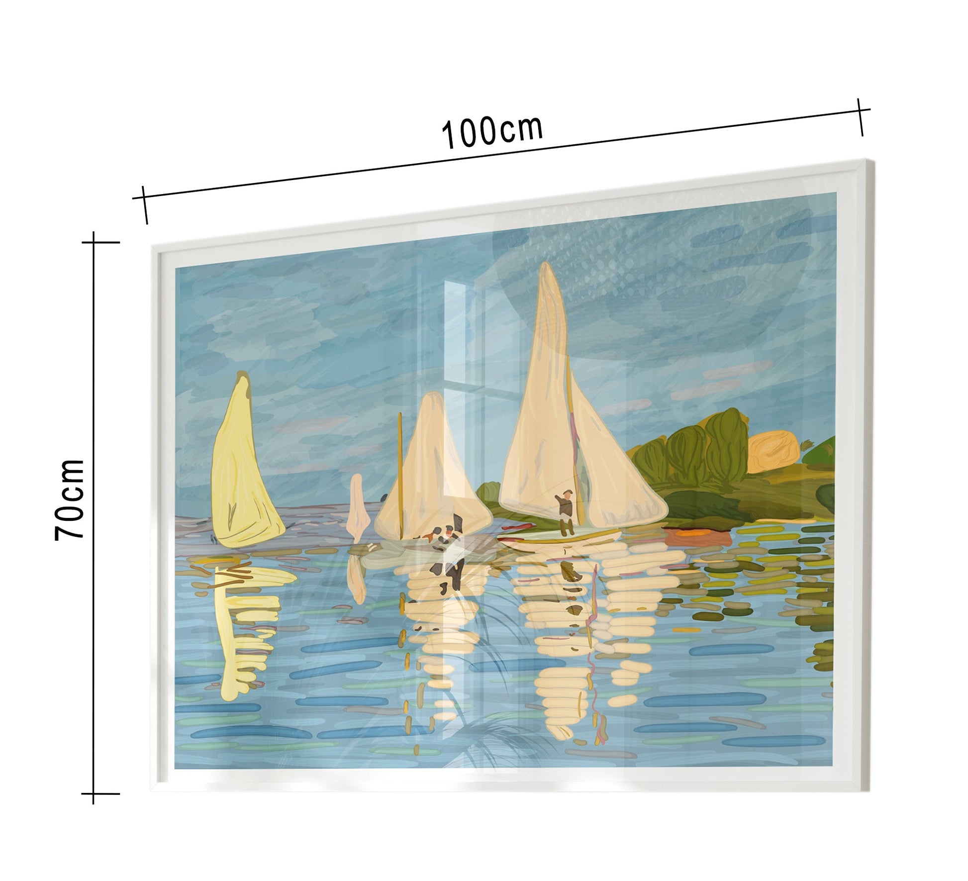 Abstract painting of the Nile and sailboats - Vitrine Furniture - Décor