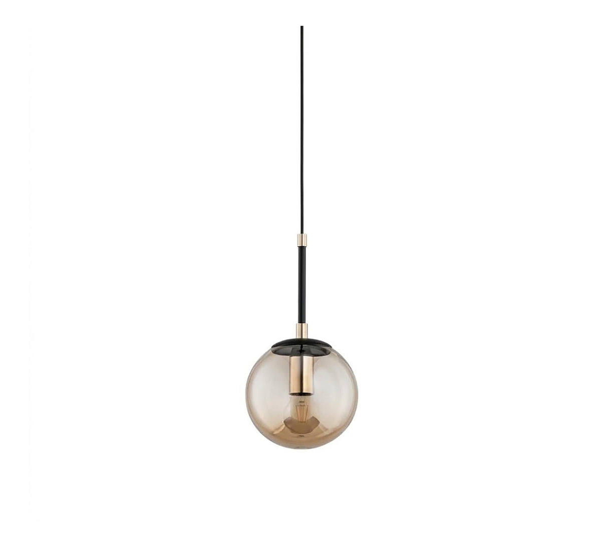 Amber Globe Pendant with Black Stem - Vitrine Furniture - Ceiling lights