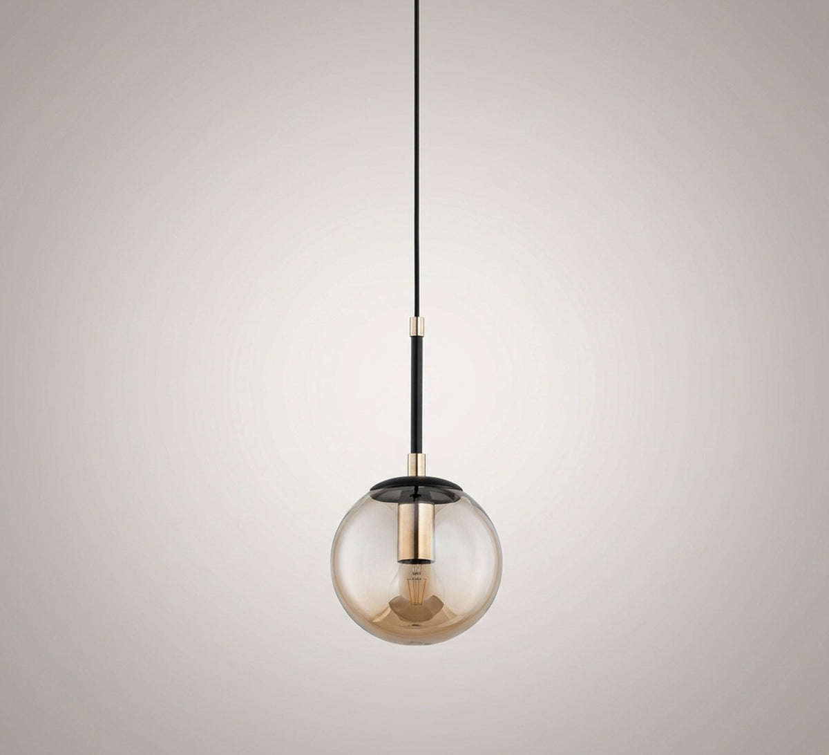 Amber Globe Pendant with Black Stem - Vitrine Furniture - Ceiling lights