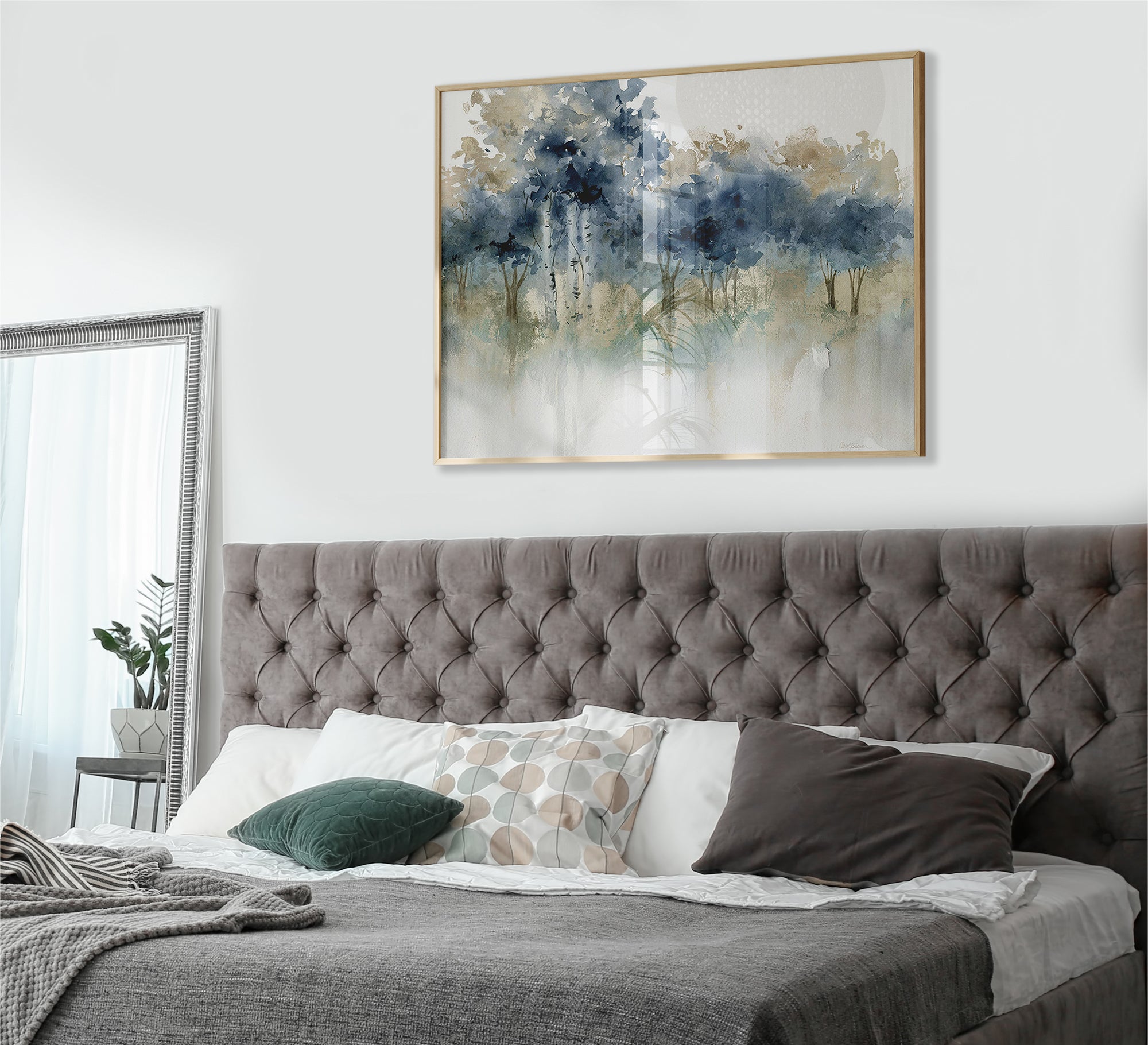 An artistic painting of a dense group of trees - Vitrine Furniture - Décor