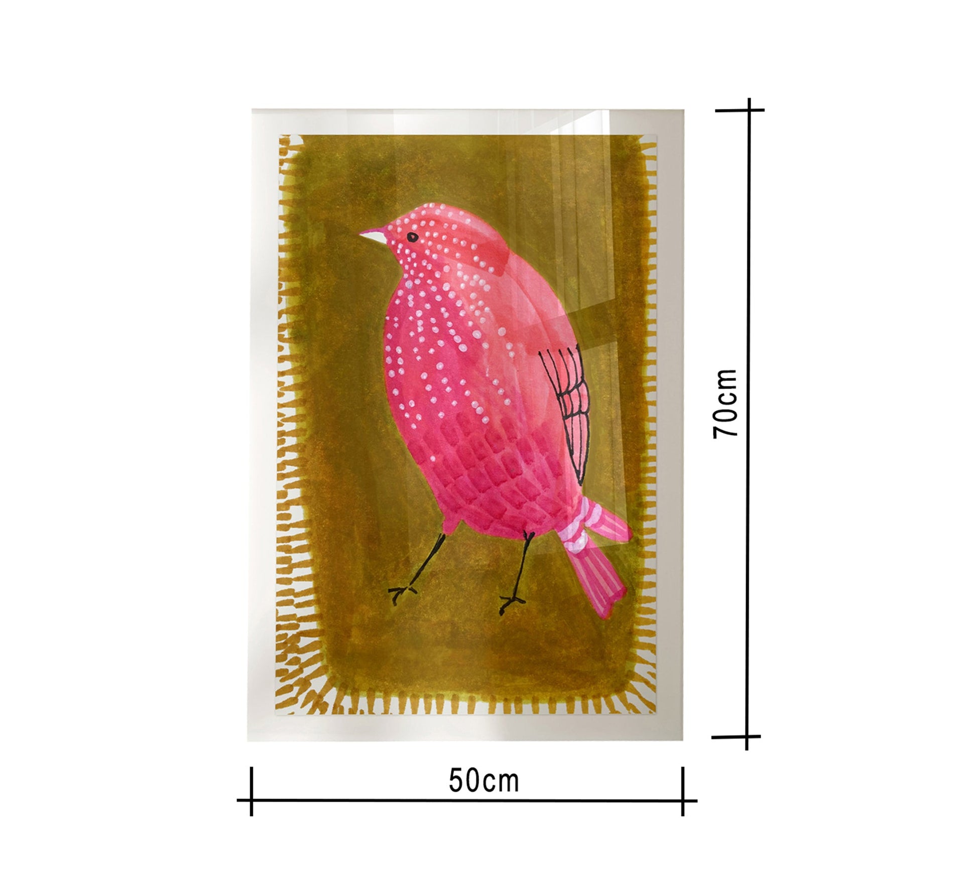 An artistic painting of a small bird - Vitrine Furniture - Décor