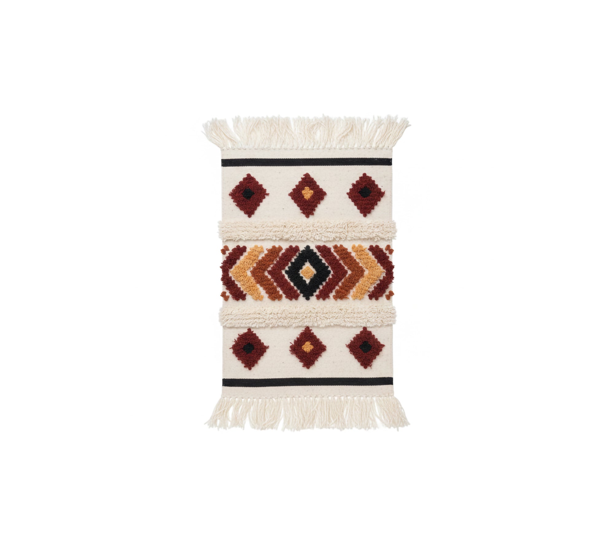 An authentic and warm bohemian rug featuring a zigzag pattern and a thick pile - Vitrine Furniture - Accessories