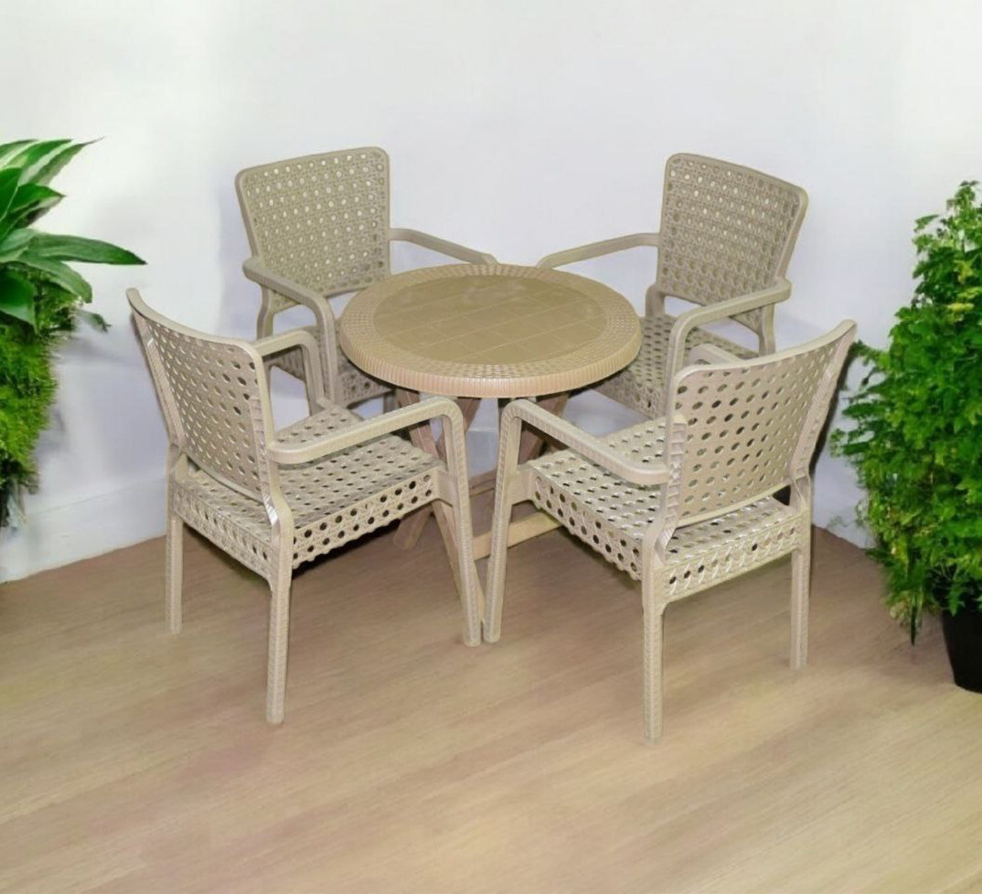 An elegant and comfortable beige indoor seating set - Vitrine Furniture - Outdoor Products