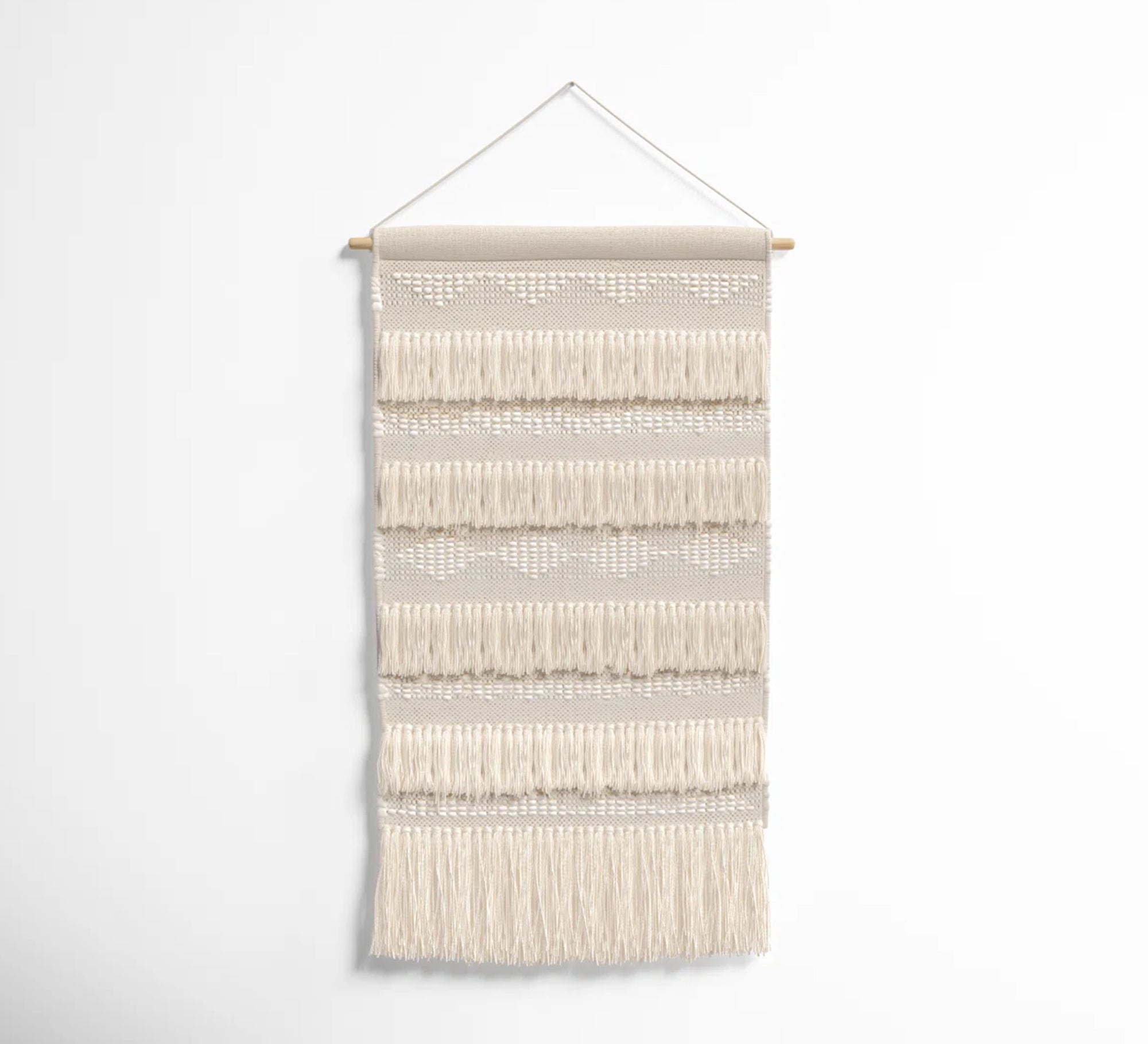 An elegant beige throw with dense, cascading fringes - Vitrine Furniture - Accessories