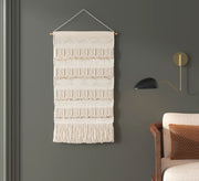 An elegant beige throw with dense, cascading fringes - Vitrine Furniture - Accessories