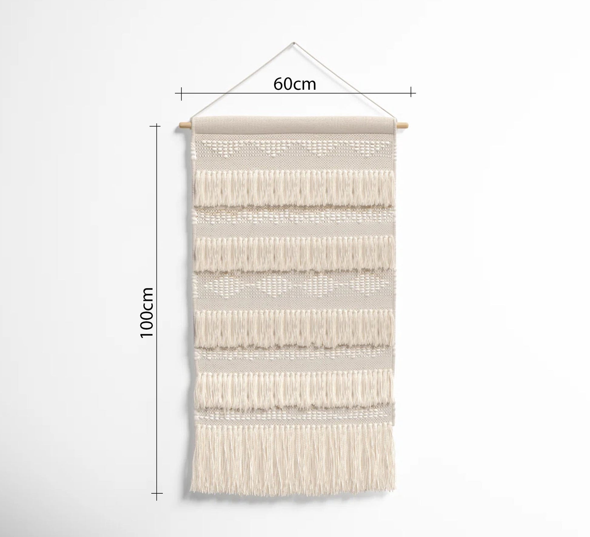 An elegant beige throw with dense, cascading fringes - Vitrine Furniture - Accessories