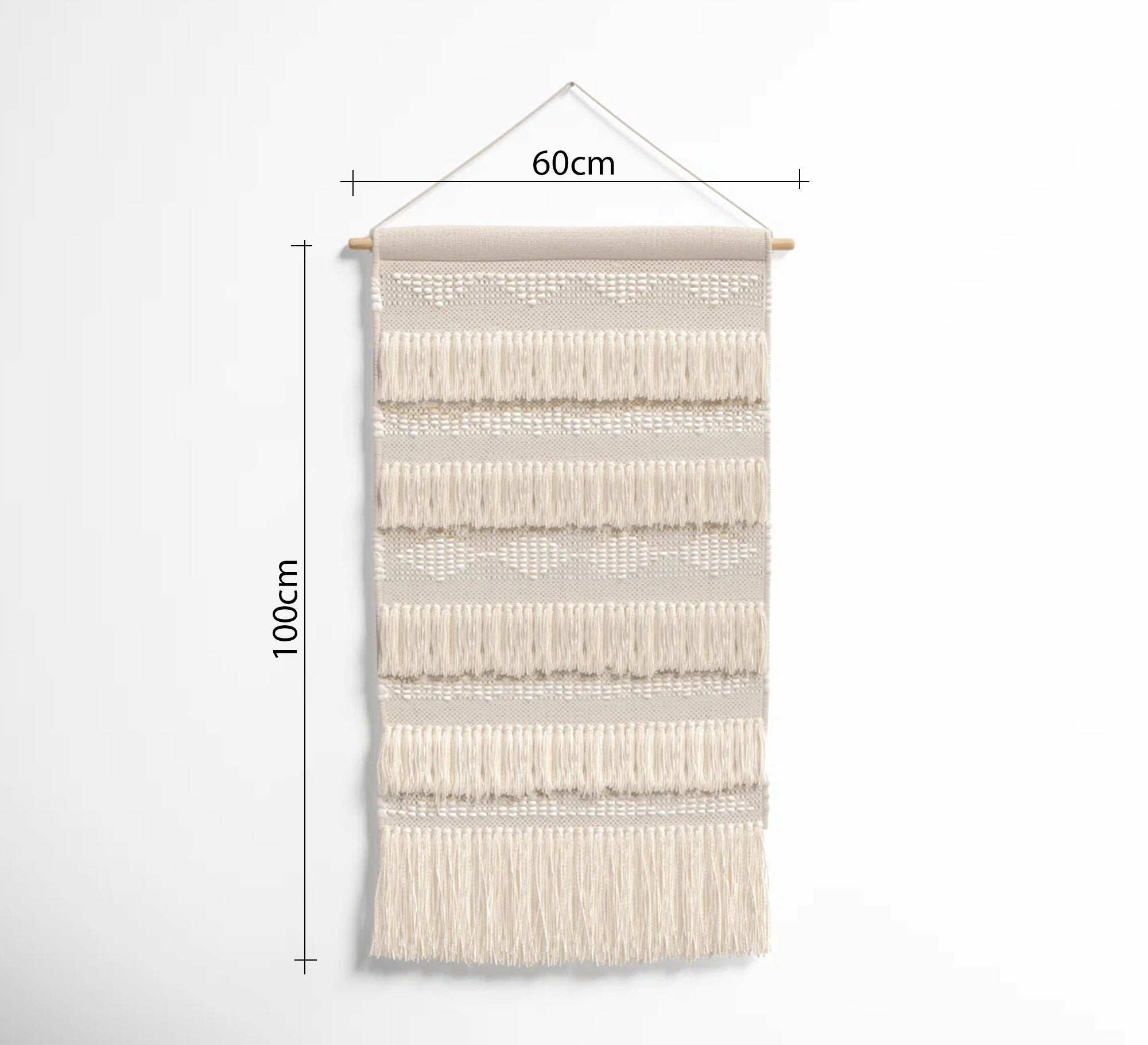 An elegant beige throw with dense, cascading fringes - Vitrine Furniture - Accessories