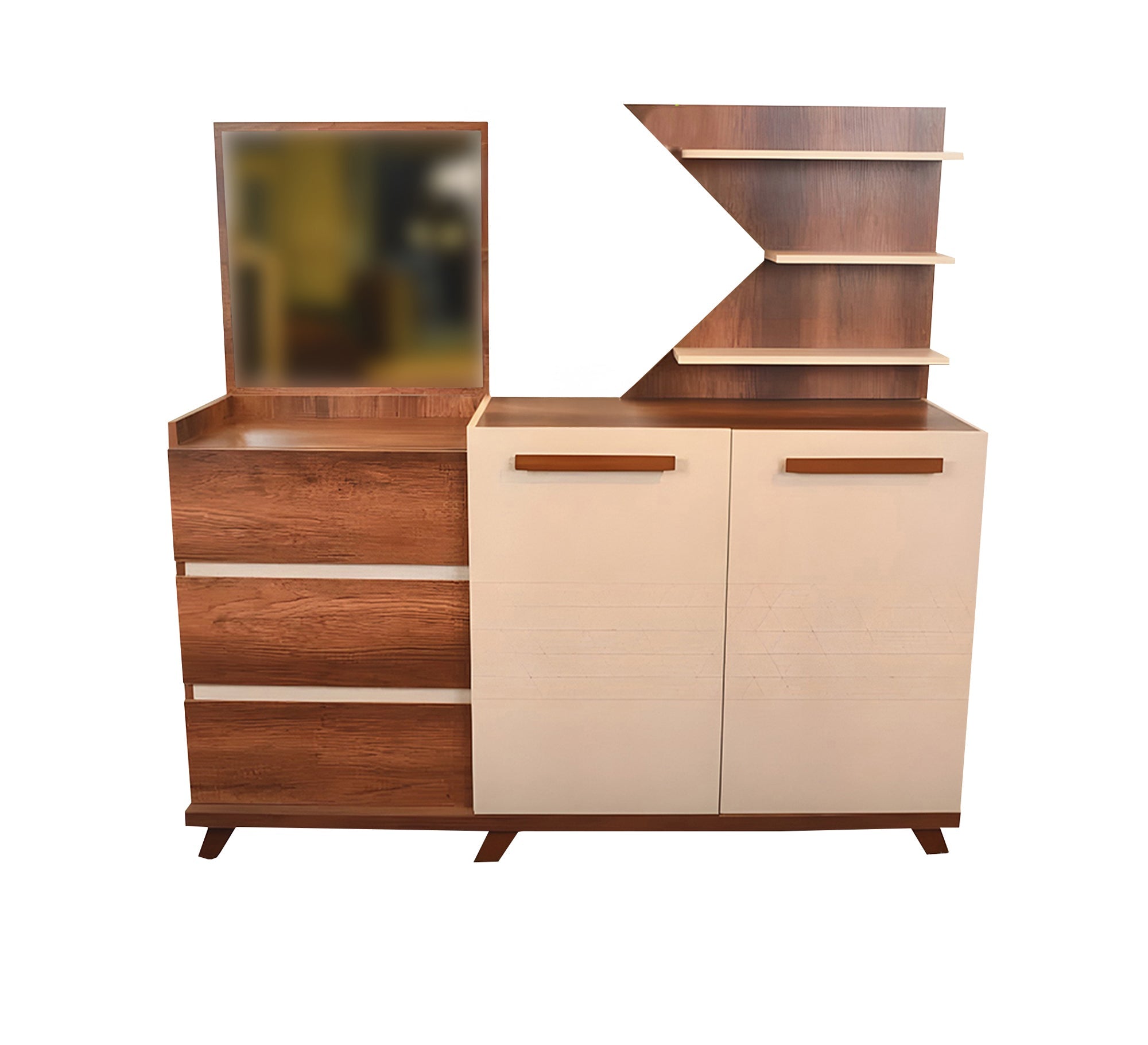 An elegant buffet in brown with touches of beige - Vitrine Furniture - Furniture