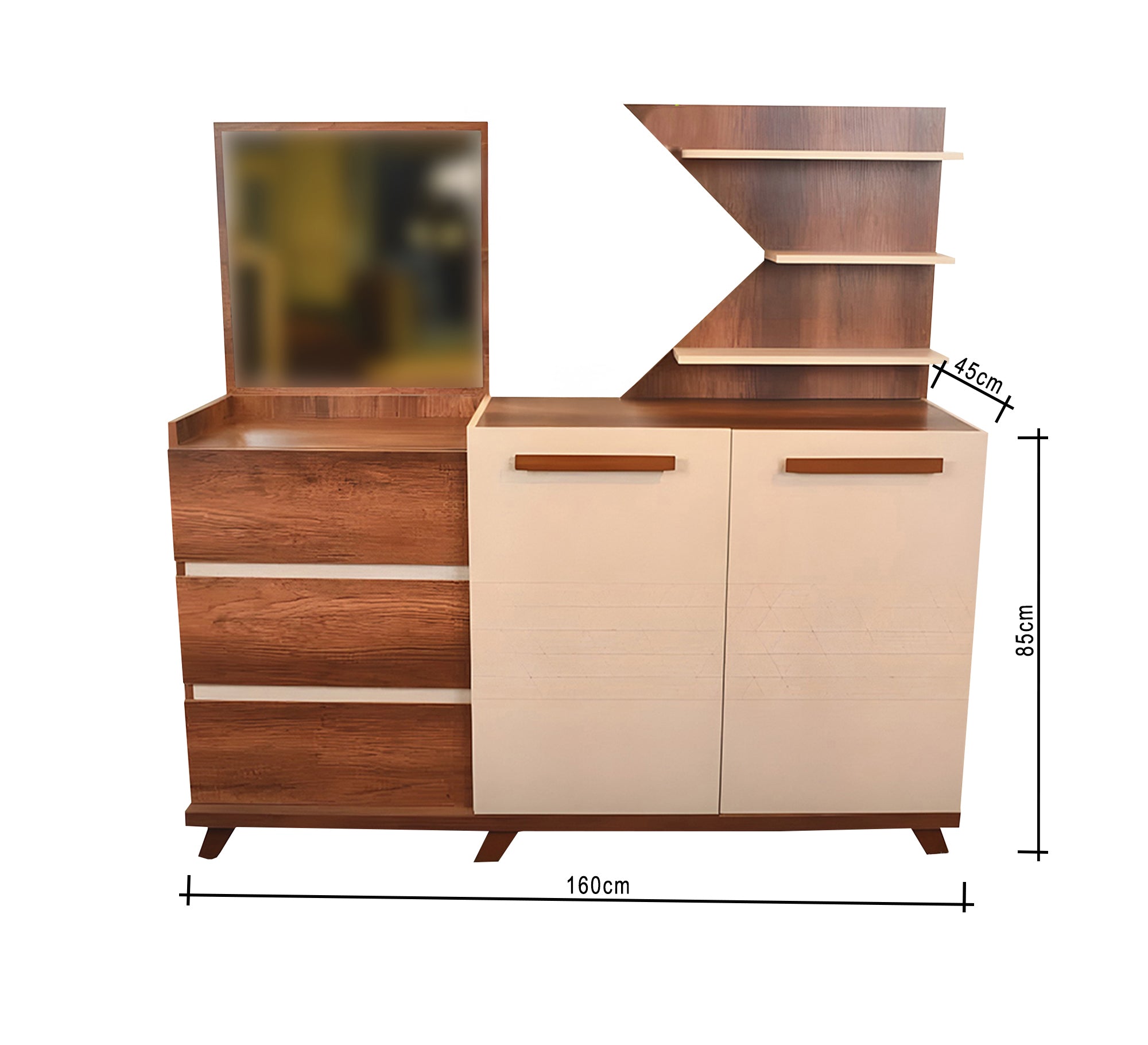 An elegant buffet in brown with touches of beige - Vitrine Furniture - Furniture