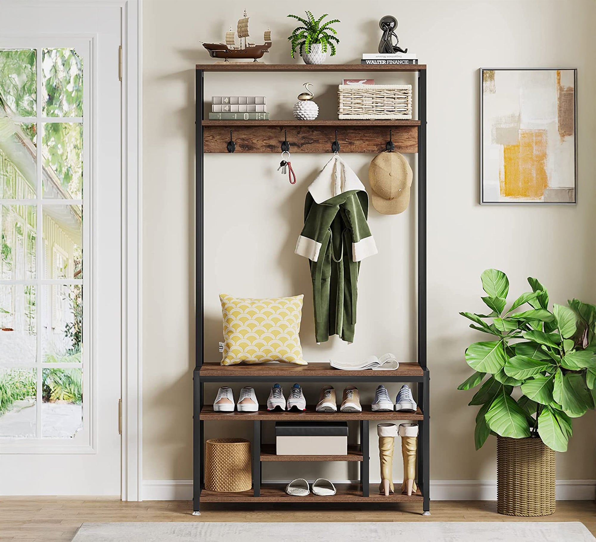 An integrated entryway organizer with shelves and hangers - Vitrine Furniture - Furniture