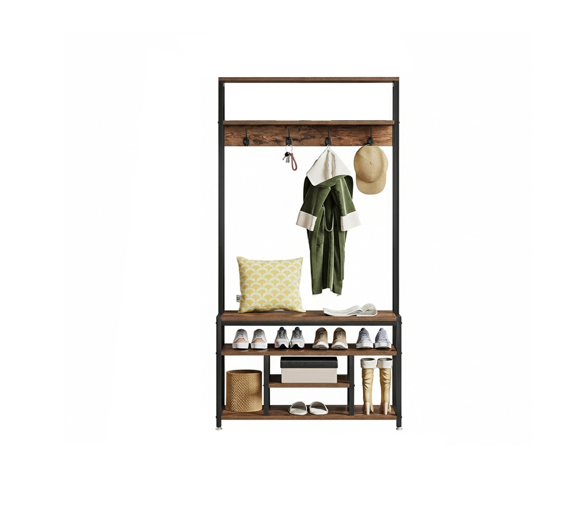 An integrated entryway organizer with shelves and hangers - Vitrine Furniture - Furniture
