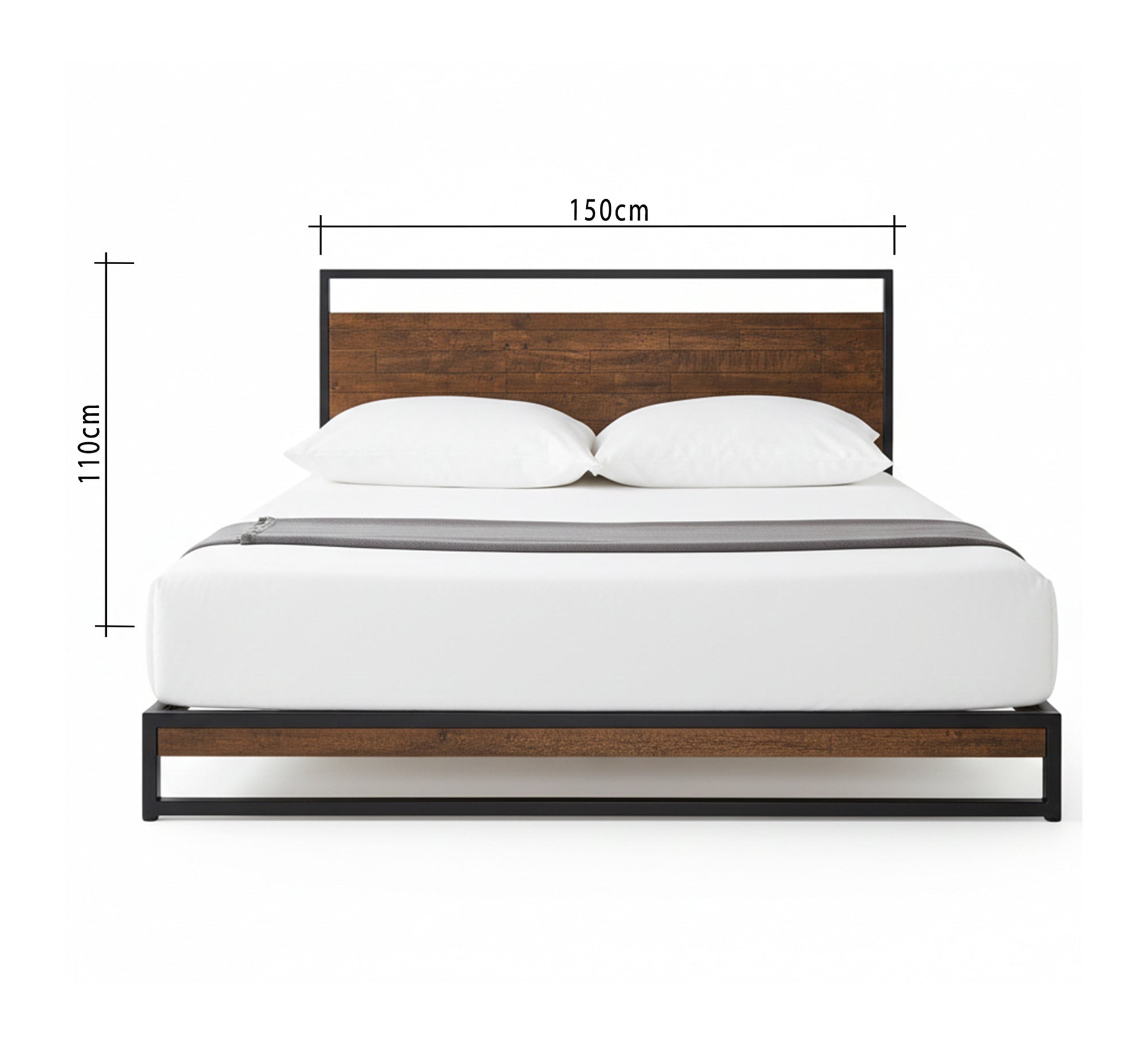 An iron bed with wooden slats - Vitrine Furniture - Furniture