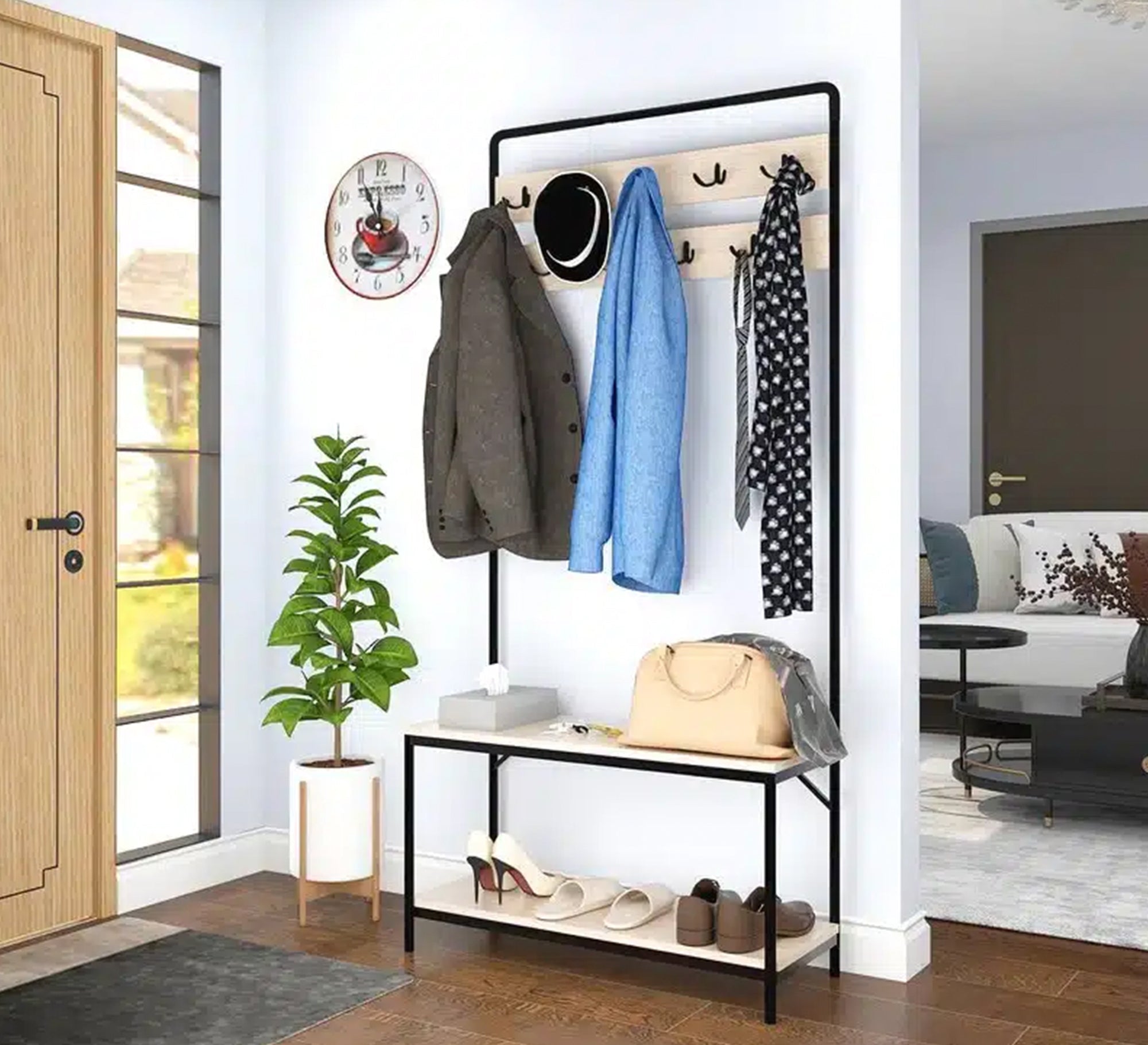 An organizer with a clothes hanger and two shoe shelves - Vitrine Furniture - Furniture