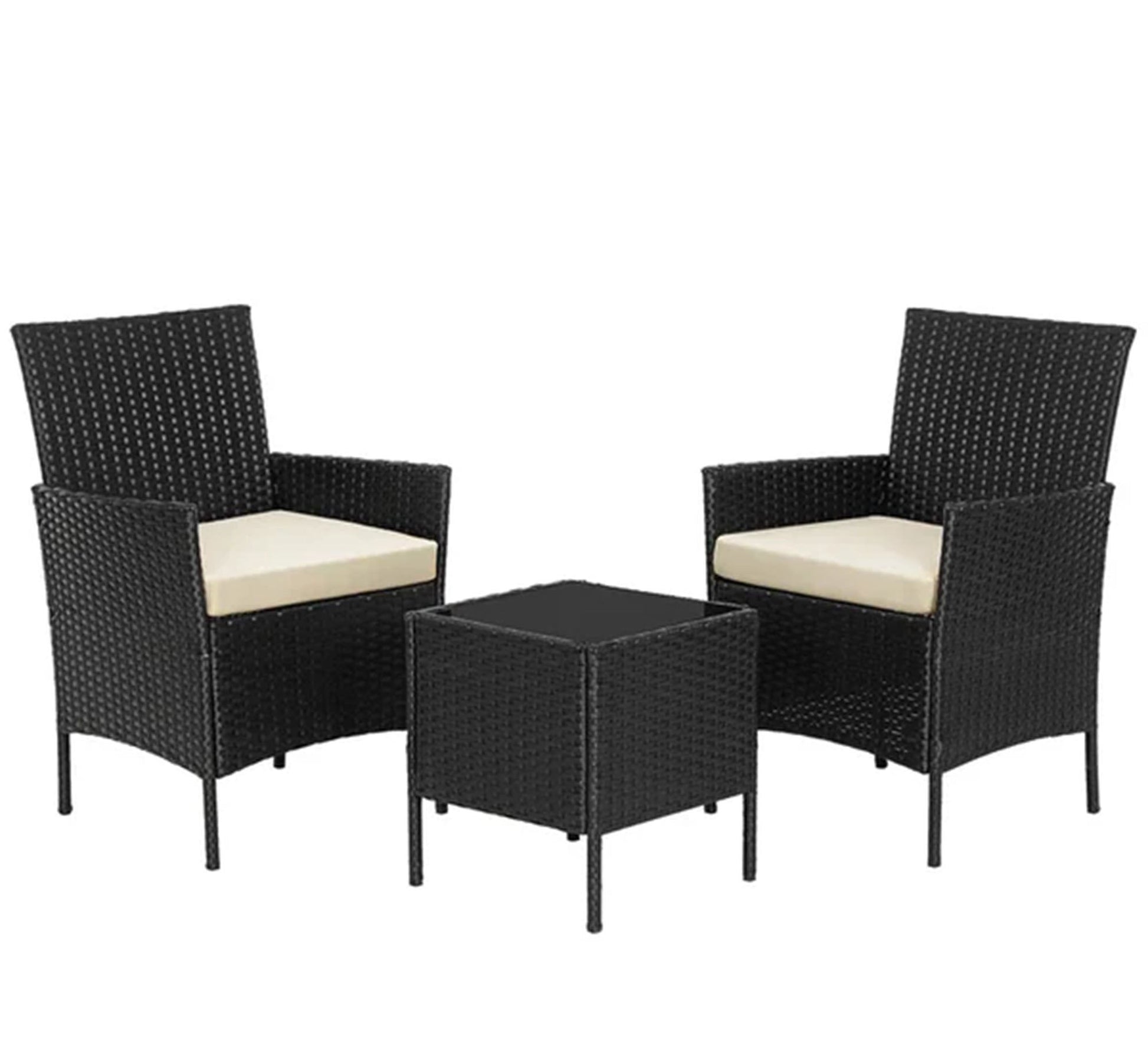 An outdoor set of 2 black chairs and a table - Vitrine Furniture - Outdoor Products