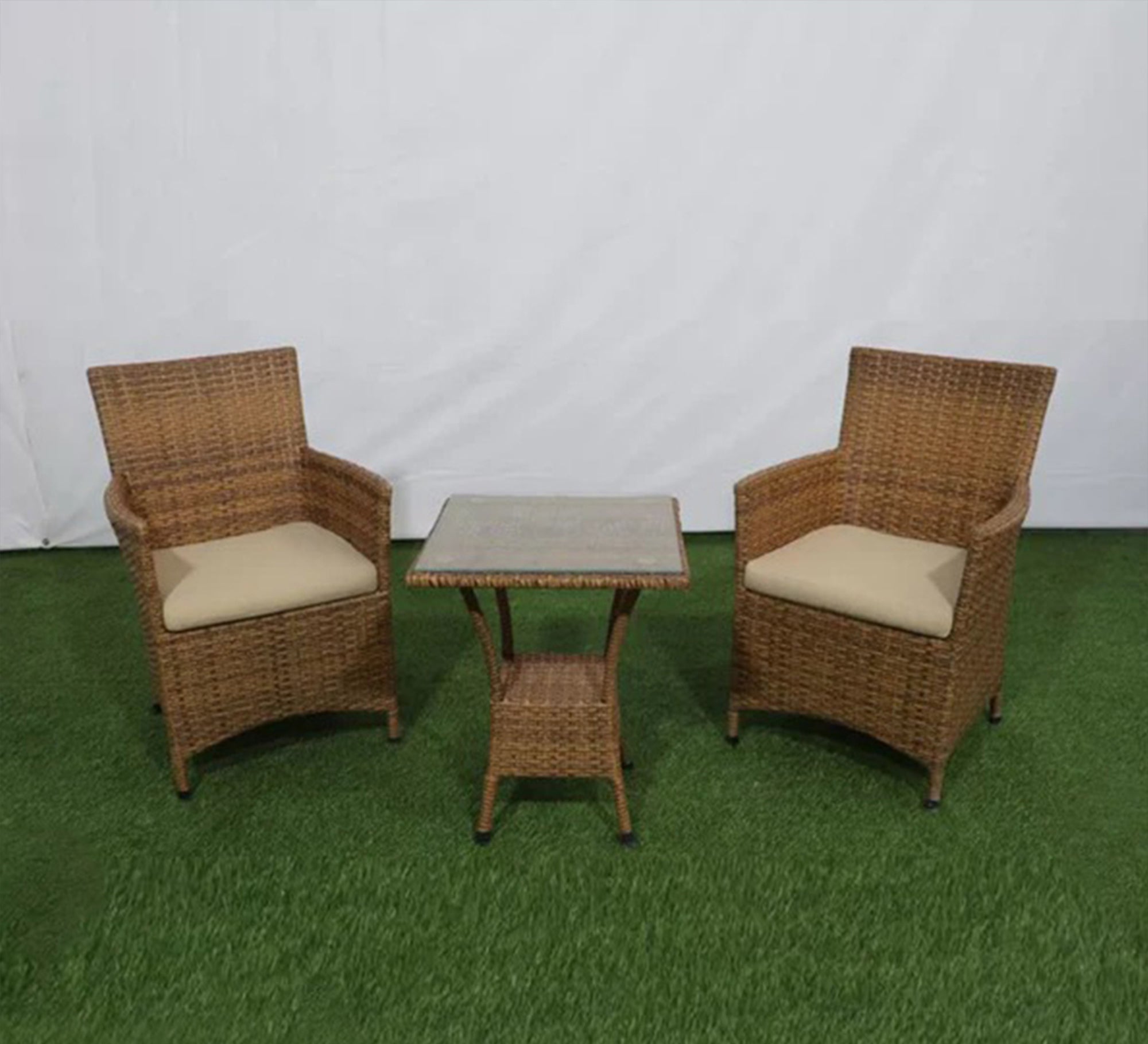 An outdoor set of 2 brown chairs and a table - Vitrine Furniture - Outdoor Products