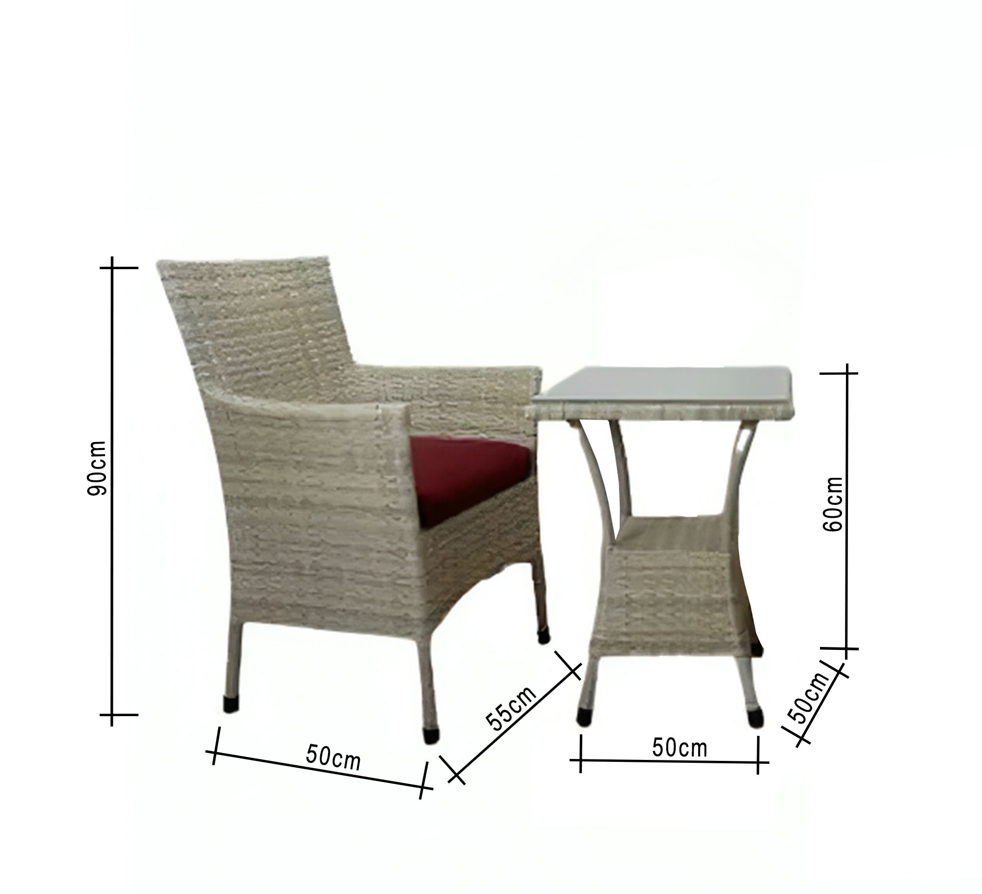 An outdoor set of 2 white chairs and a table - Vitrine Furniture - Outdoor Products