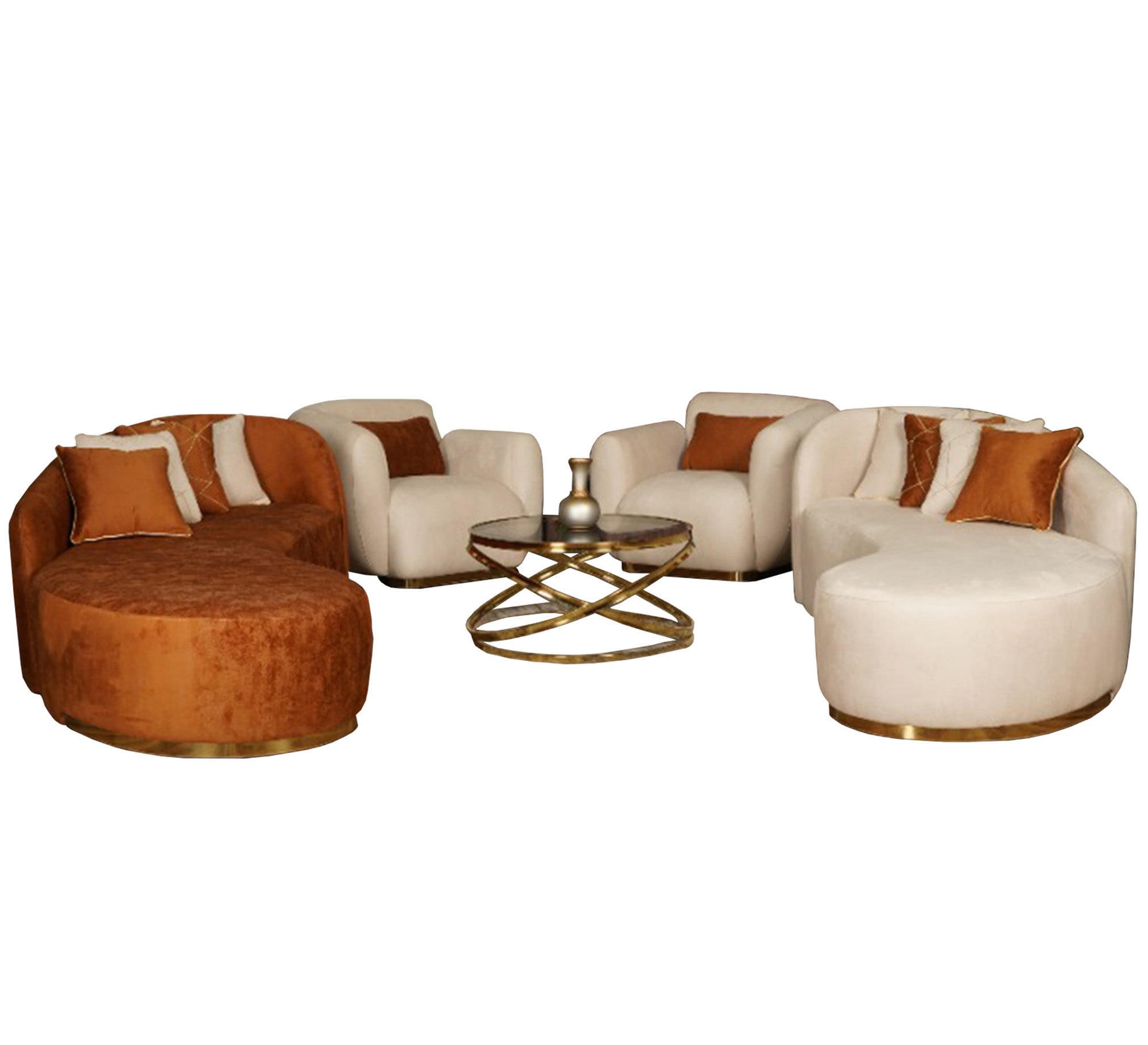 Anklet in cream and orange with golden touches - Vitrine Furniture - Living room sets