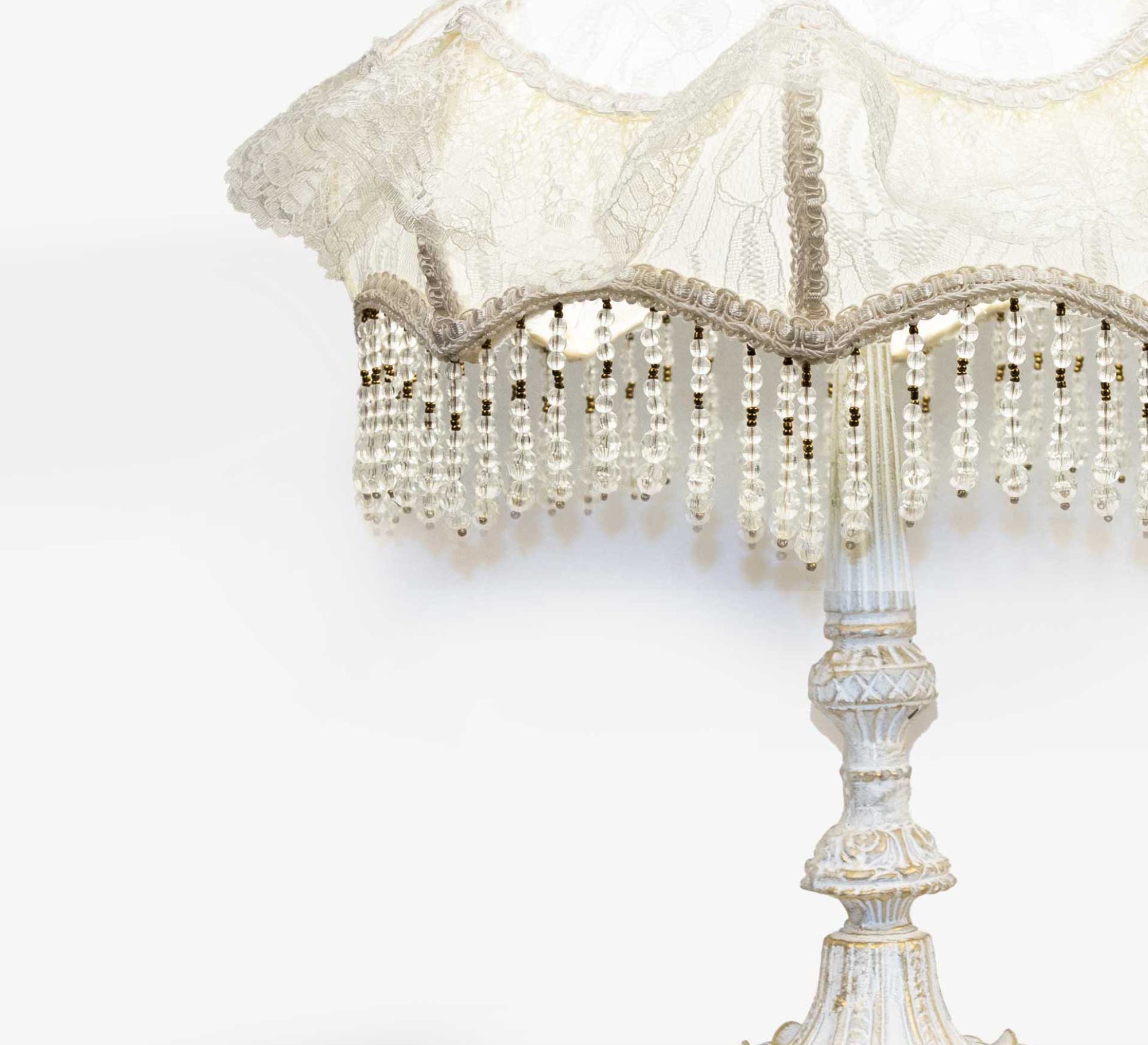 Antique beaded table lamp - Vitrine Furniture - Lighting
