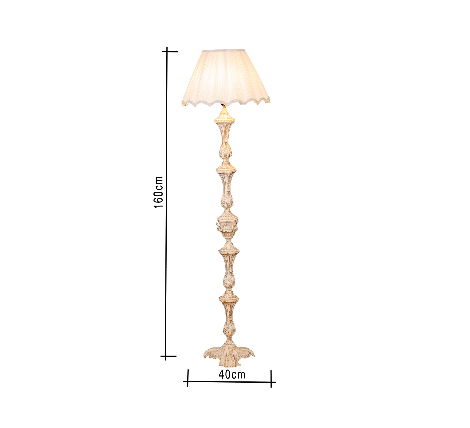 Antique floor lamp with elegant decor - Vitrine Furniture - Lighting