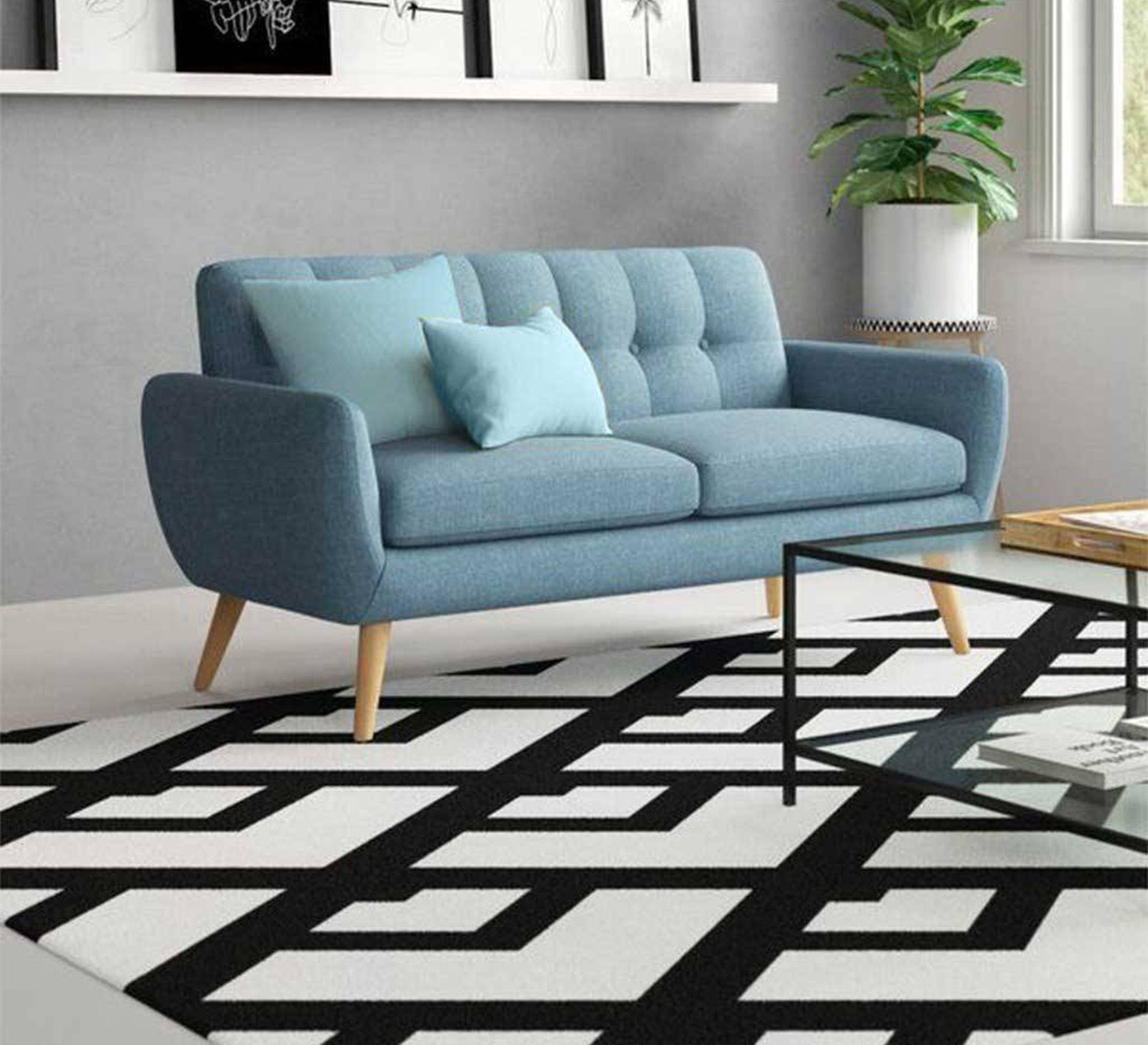 Baby blue double sofa - Vitrine Furniture - Sofas