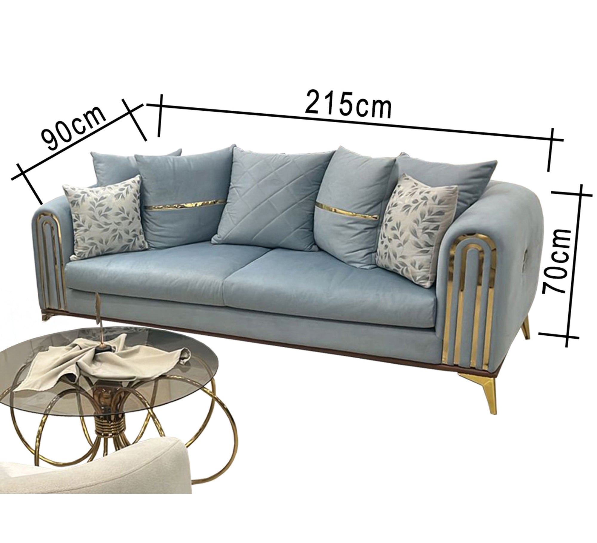 Baby Blue* pearly white with steel legs - Vitrine Furniture - Salon Sets