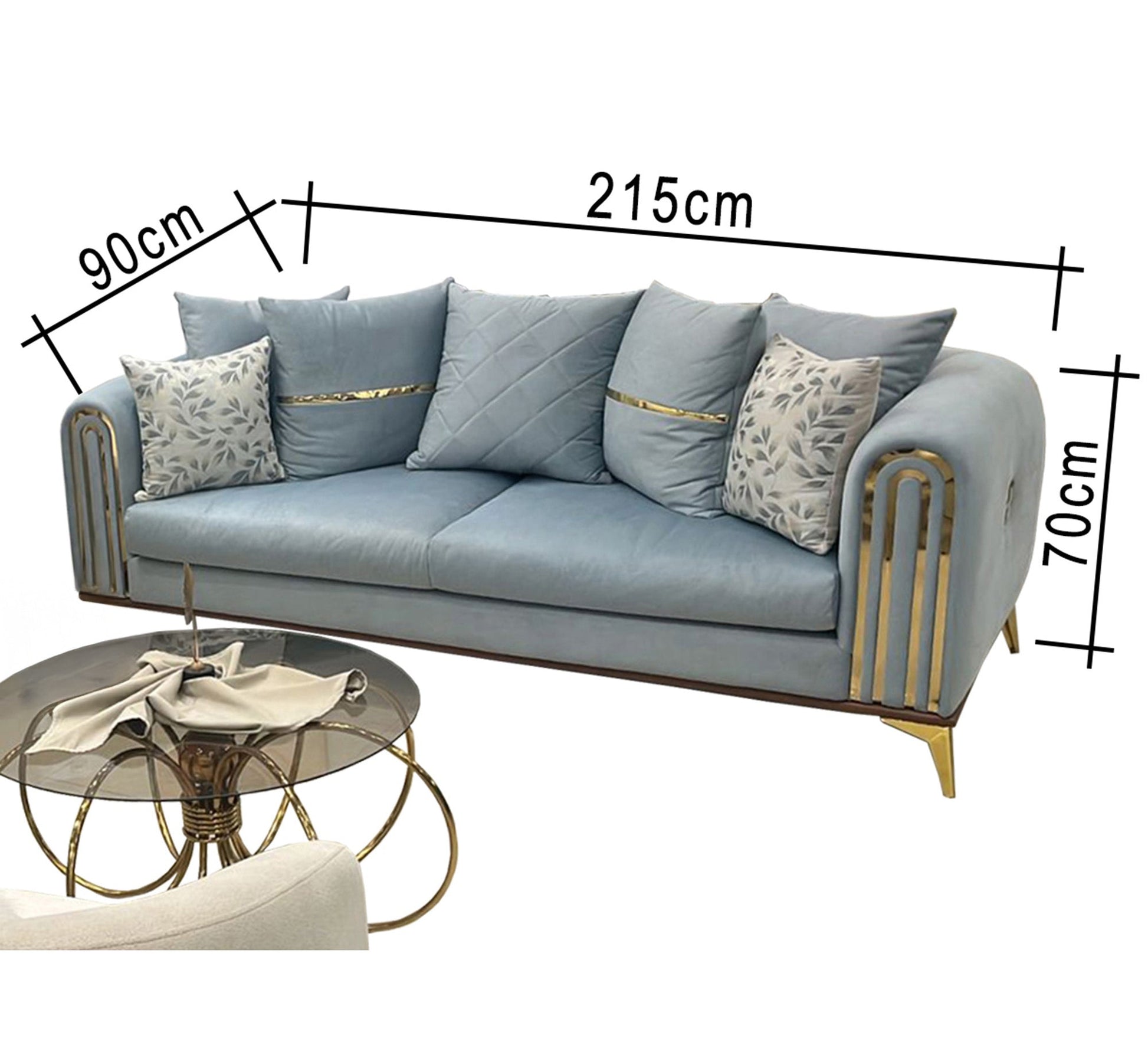 Baby Blue* pearly white with steel legs - Vitrine Furniture - Salon Sets