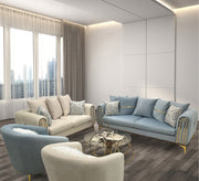 Baby Blue* pearly white with steel legs - Vitrine Furniture - Salon Sets