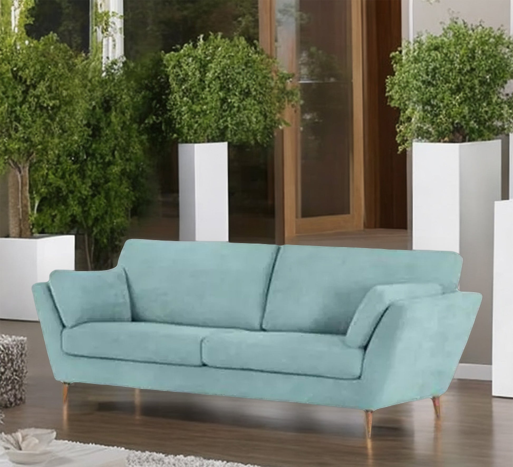 Baby Blue sofa with wooden legs - Vitrine Furniture - Living room Sofas