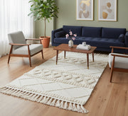 Beautiful raised geometric patterns in an ivory rug - Vitrine Furniture - Accessories