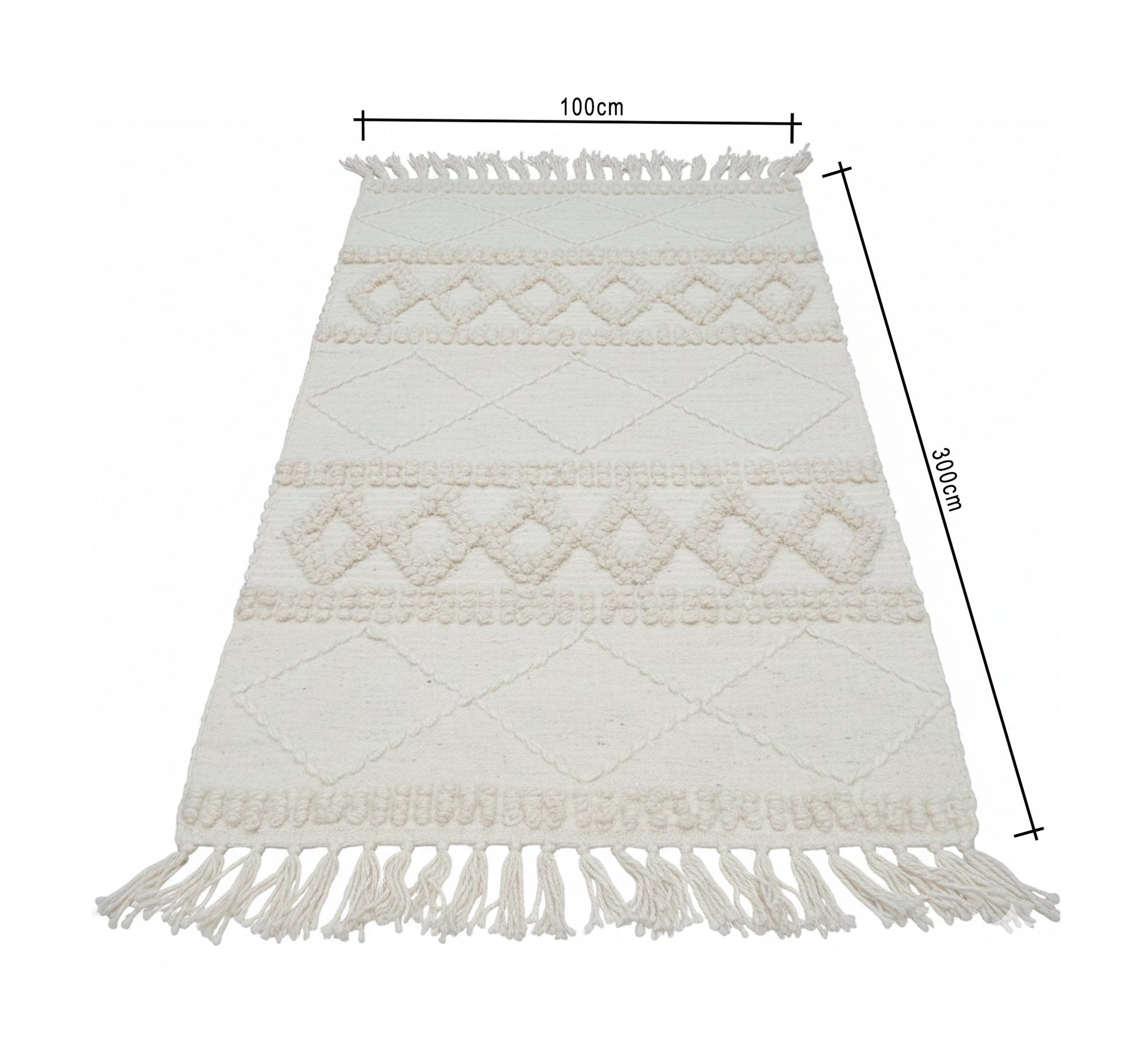 Beautiful raised geometric patterns in an ivory rug - Vitrine Furniture - Accessories