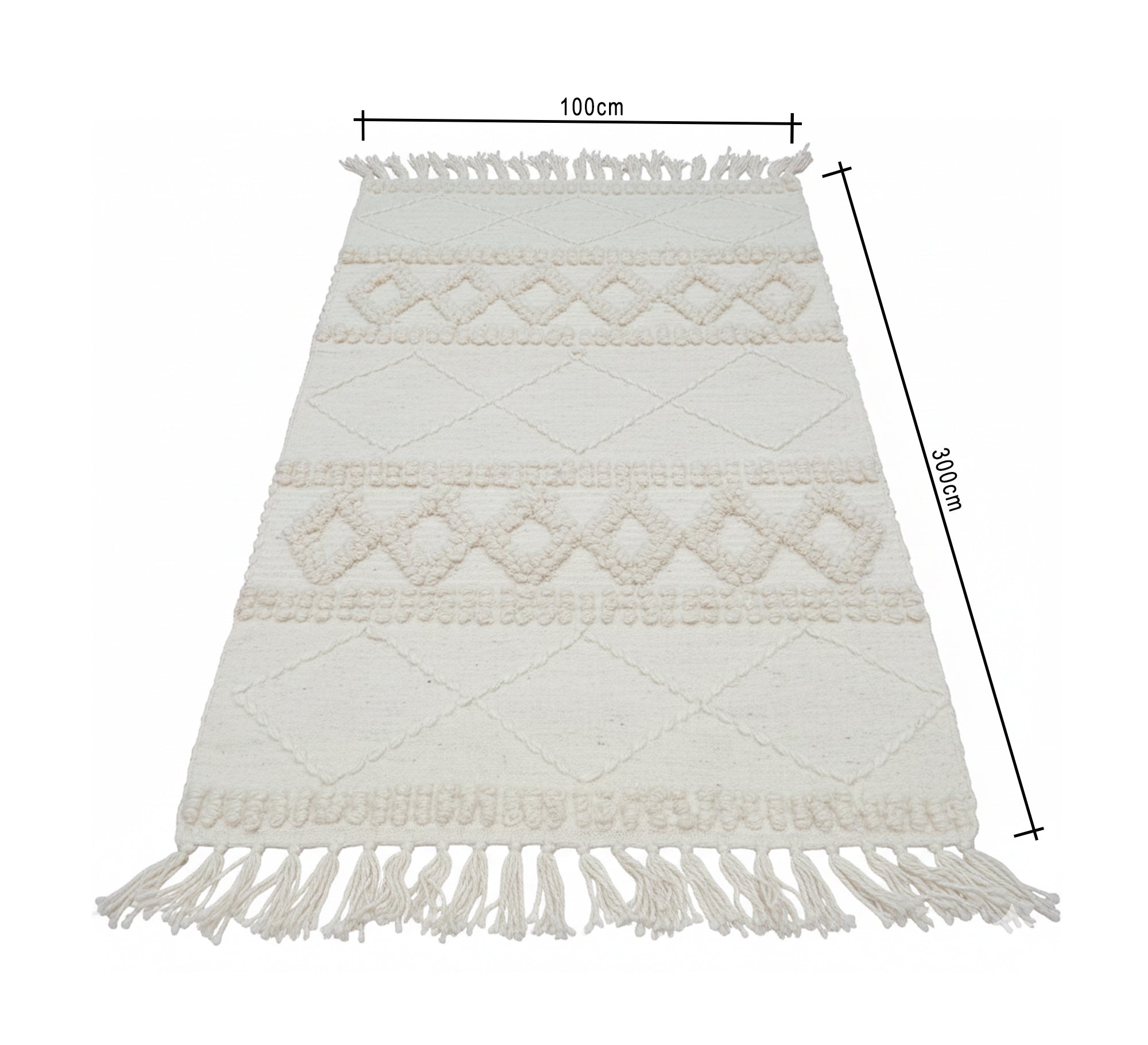 Beautiful raised geometric patterns in an ivory rug - Vitrine Furniture - Accessories